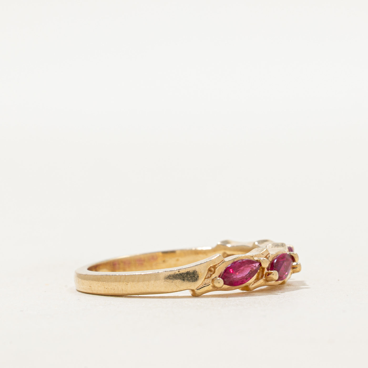 Four Stone Marquise Cut Ruby Band | 0.64ctw | SZ 7.75