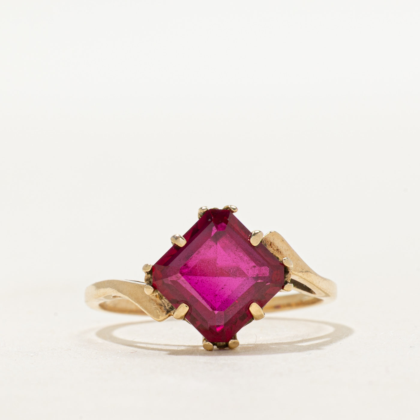 Synthetic Ruby Bypass Ring | 2.50ct | SZ 7.5