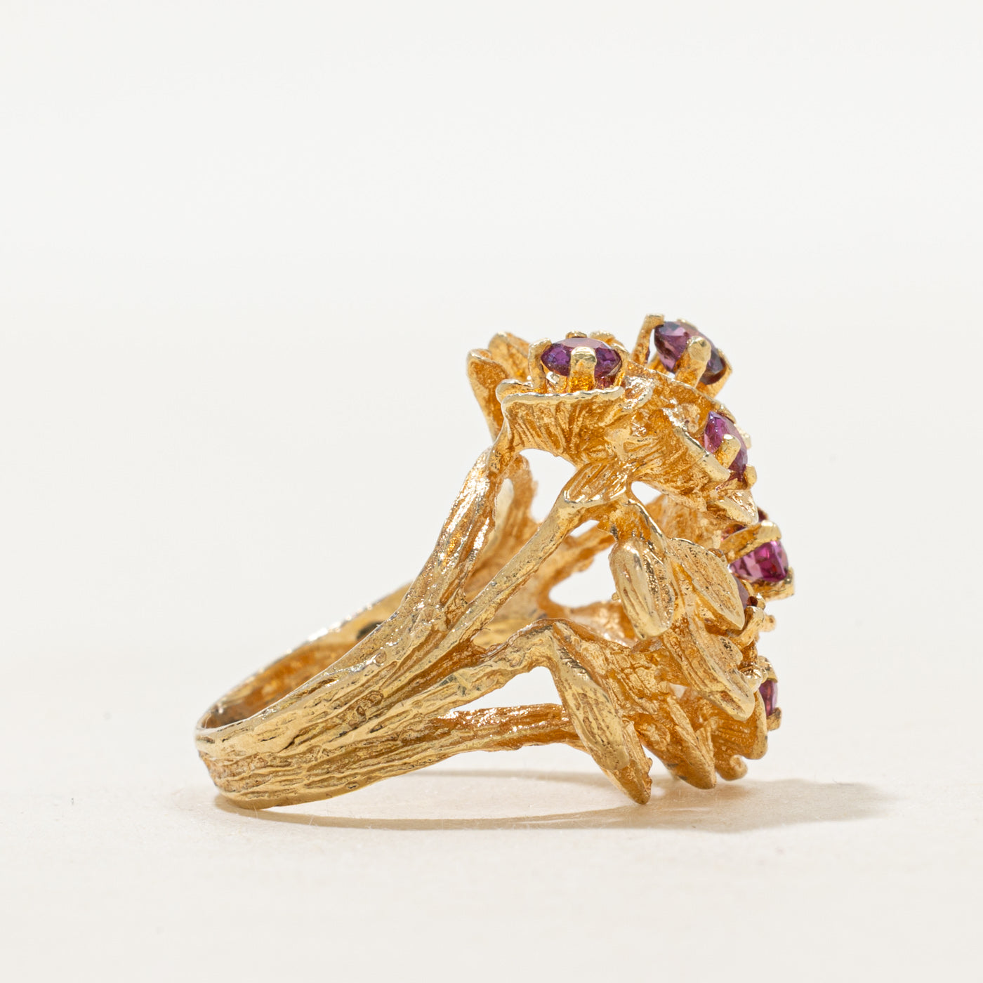 Scattered Ruby Floral Cocktail Ring | 0.70ctw | SZ 3