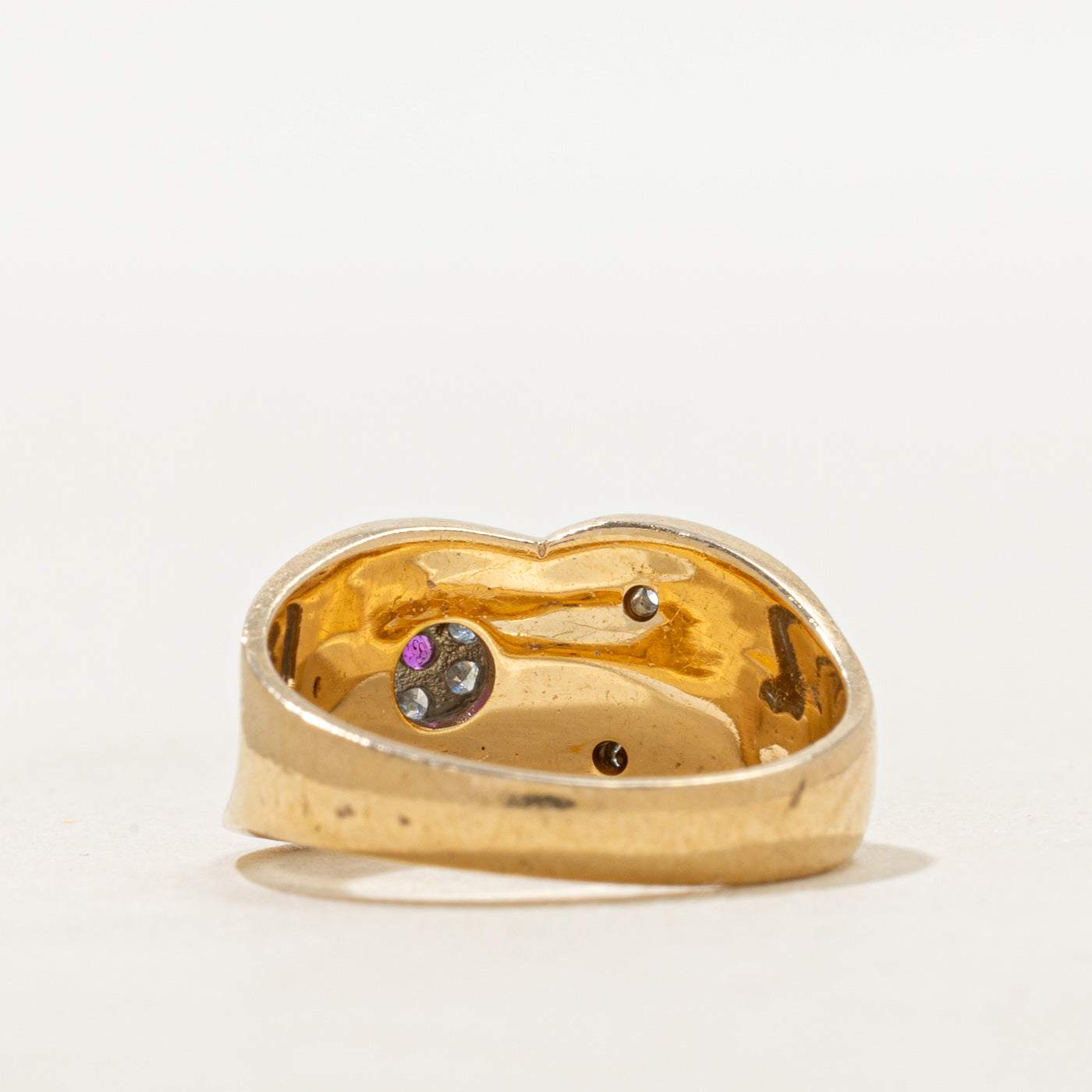 Ruby & Diamond Cluster Flower Ring | 0.02ct, 0.08ctw | SZ 6.25