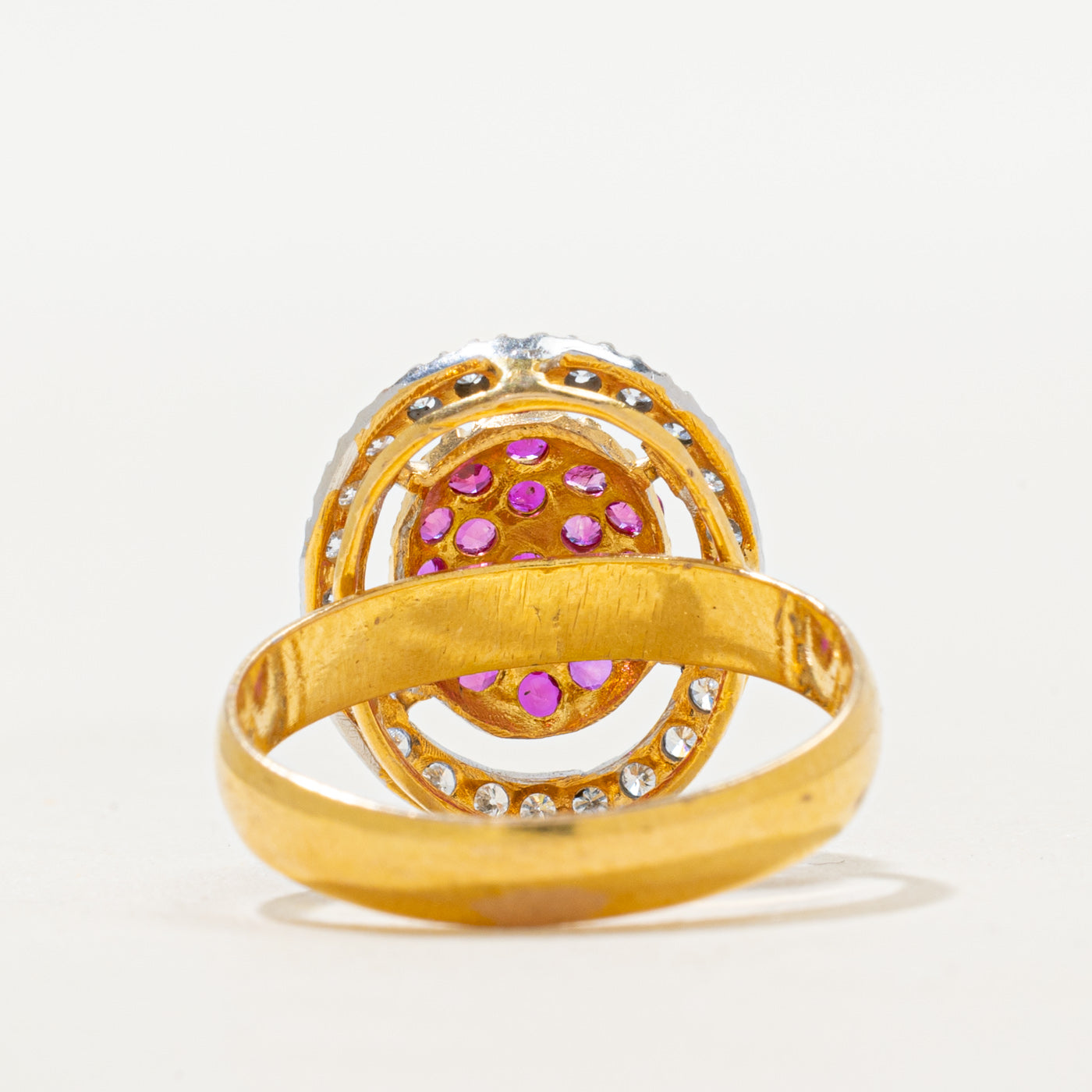 18k Ruby Cluster & Diamond Open Halo Cocktail Ring | 0.52ctw, 0.24ctw | SZ 6.5
