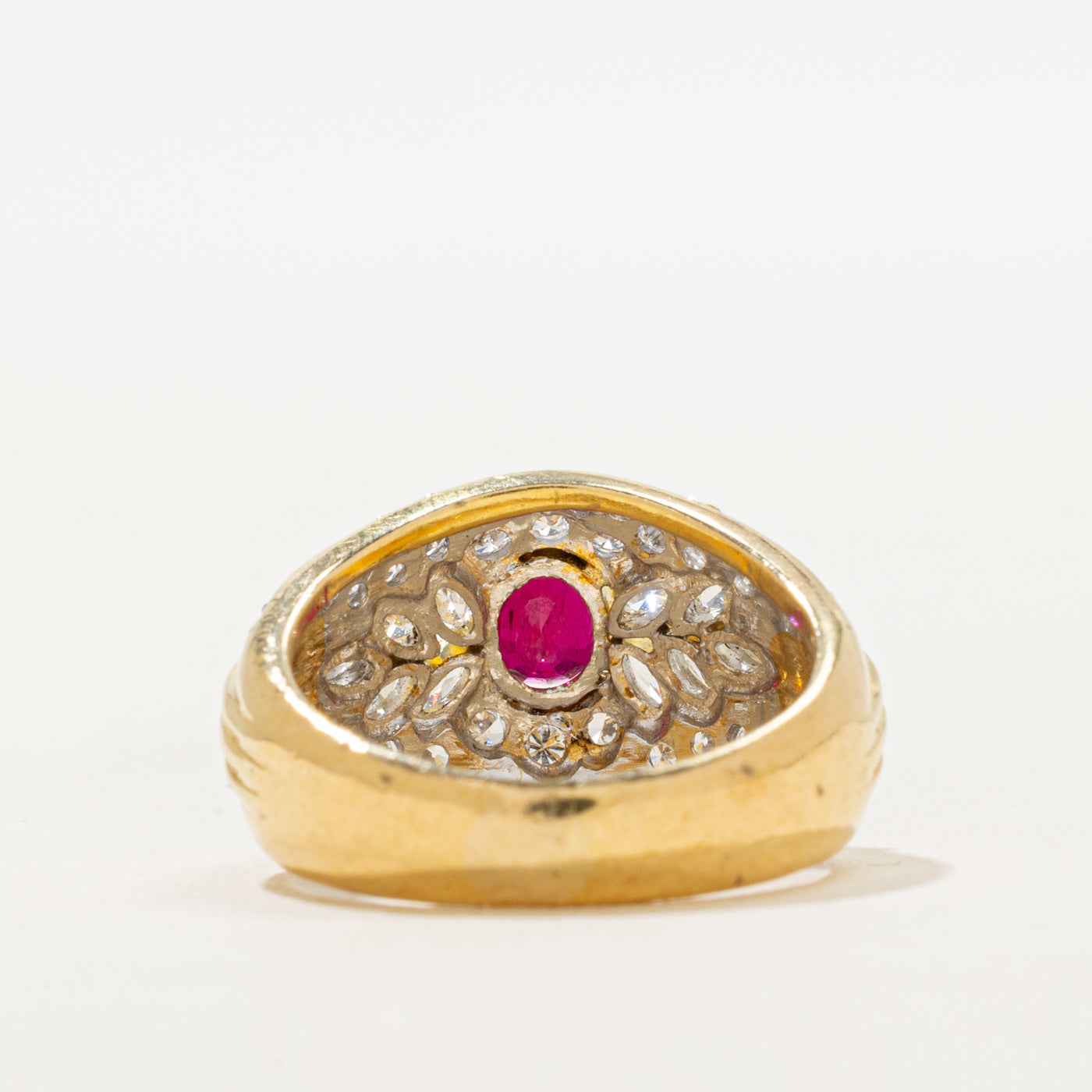 18k Ruby & Diamond Cluster Cocktail Ring | 1.00ct, 0.83ctw | SZ 6