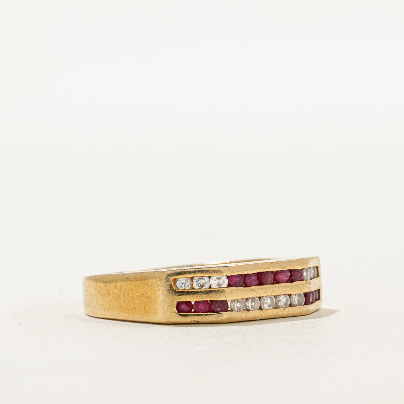 Multi Row Ruby & Diamond Ring | 0.30ctw, 0.20ctw | SZ 6.5