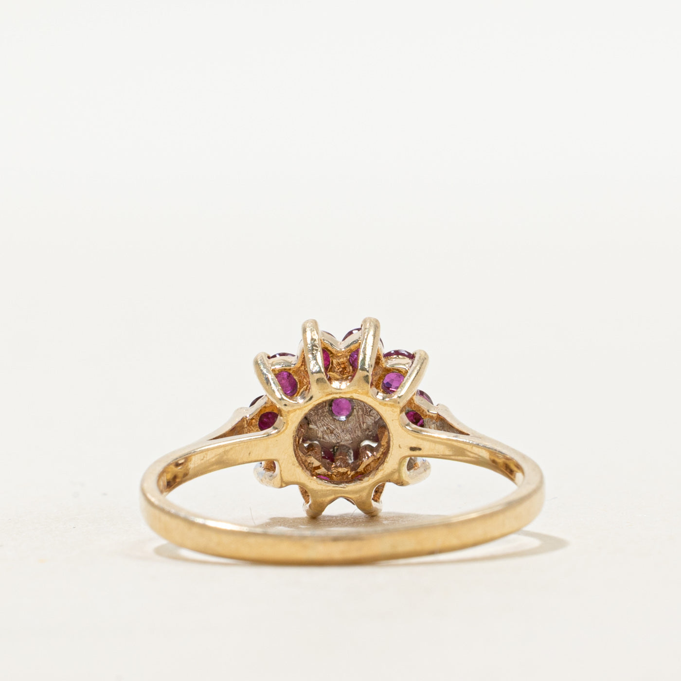 Ruby & Diamond Petal Cluster Ring | 0.80ctw, 0.02ctw | SZ 7.5