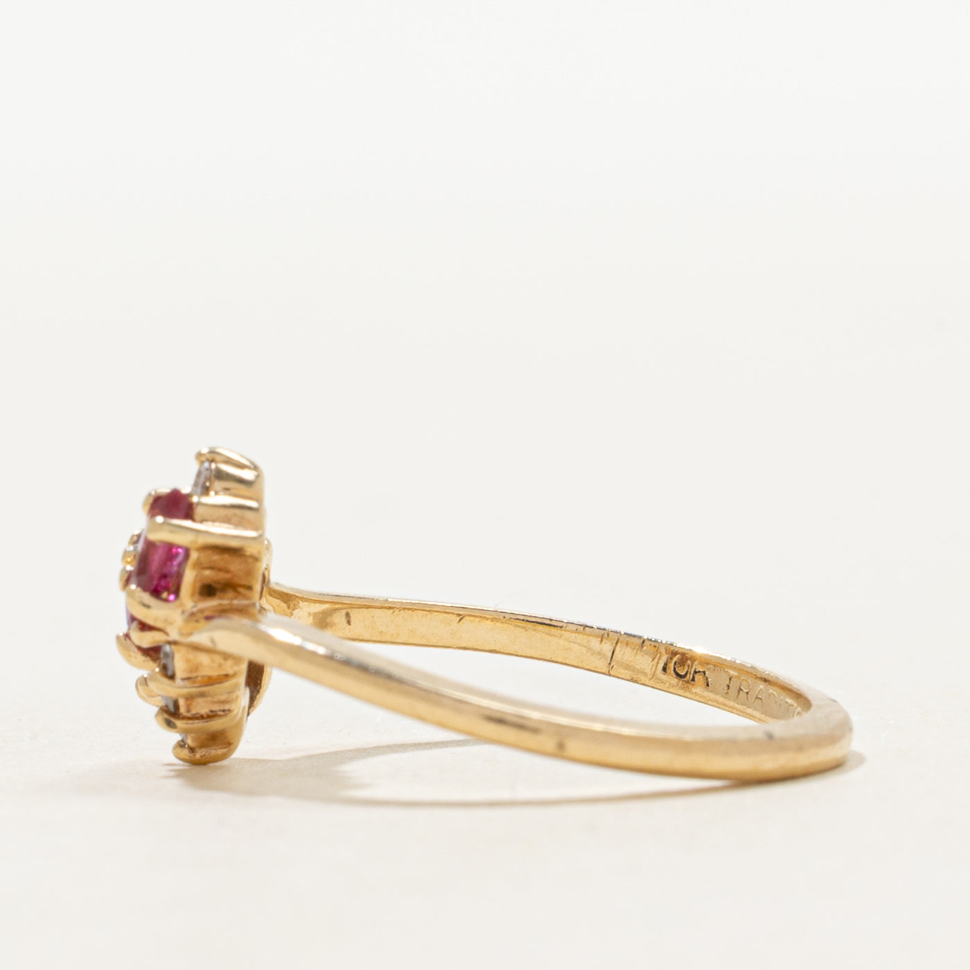 Marquise Cut Ruby & Diamond Waterfall Ring | 0.20ctw, 0.09ctw | SZ 6.25