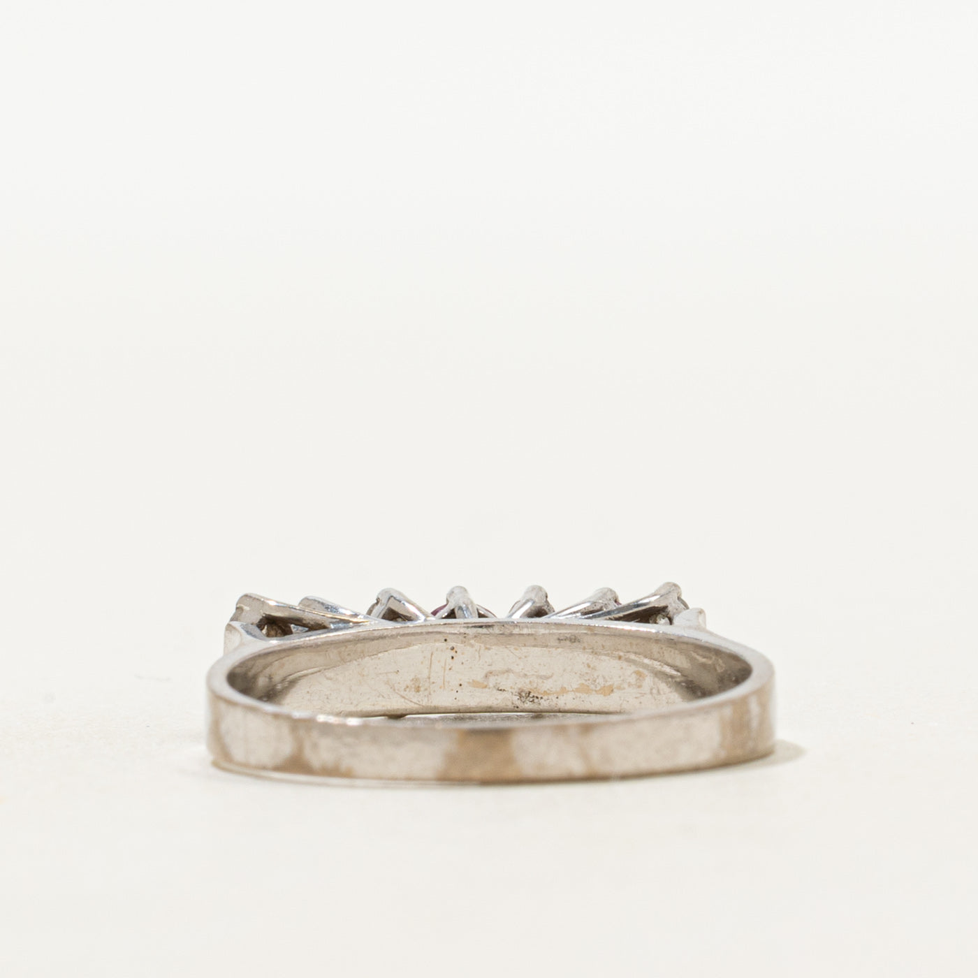 18k Three Stone Ruby & Diamond Ring | 0.36ctw, 0.14ctw | SZ 6.25