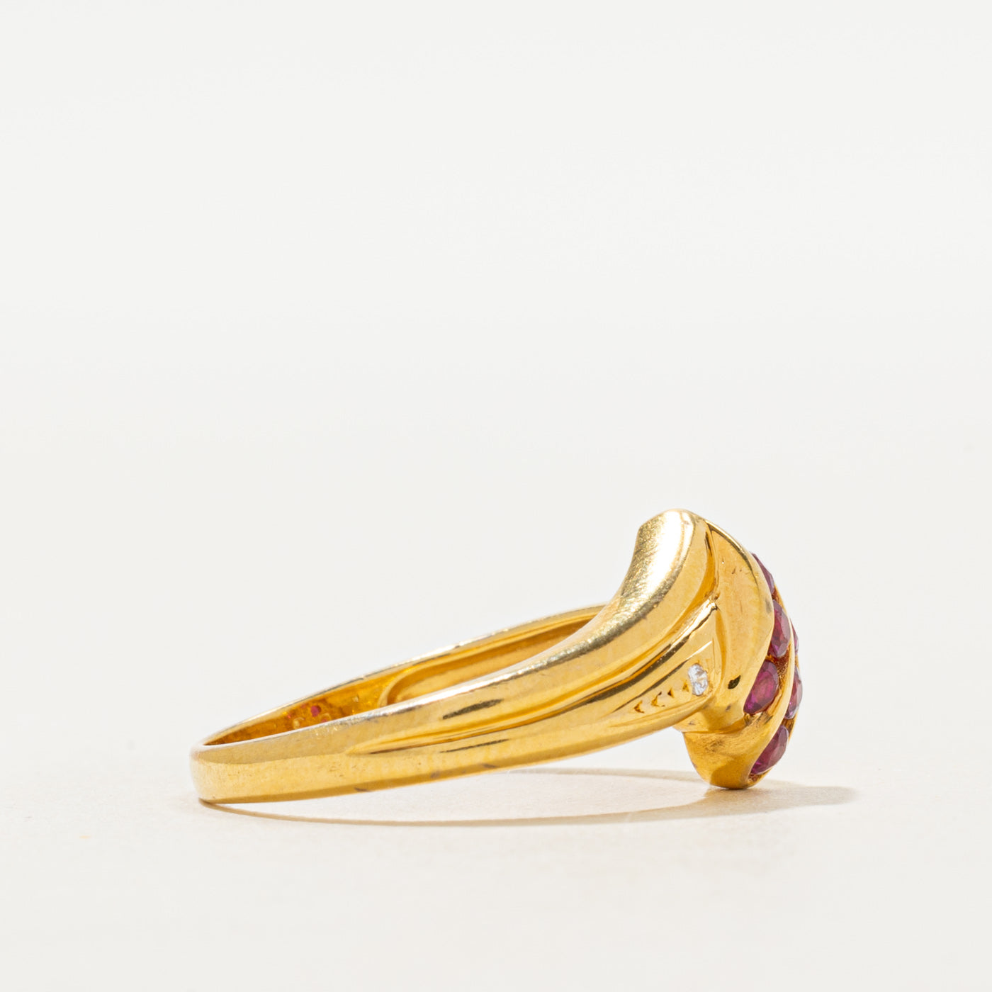 18k Ruby & Diamond Waterfall Twist Ring | 0.50ctw, 0.01ct | SZ 6.75