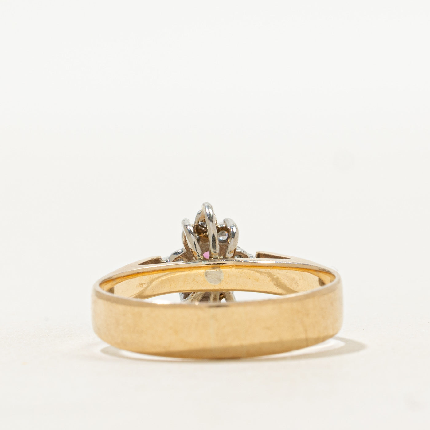 Ruby & Diamond Cluster Reverse Tapered Ring | 0.06ct, 0.16ctw | SZ 7.25