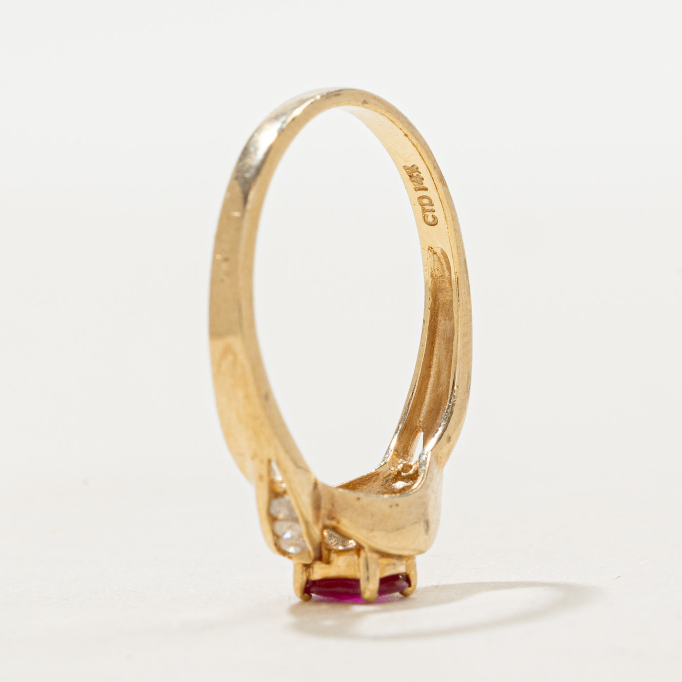 Oval Cut Ruby & Diamond Bypass Ring | 0.30ct, 0.06ctw | SZ 7