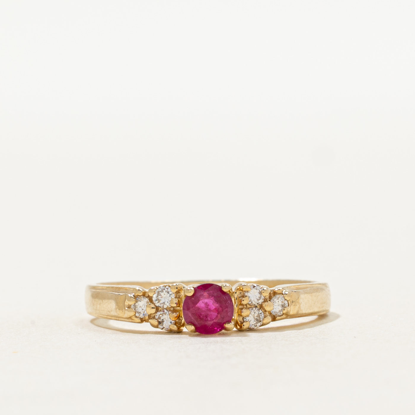 Ruby & Diamond Accented Petite Ring | 0.30ct, 0.12ctw | SZ 7.25