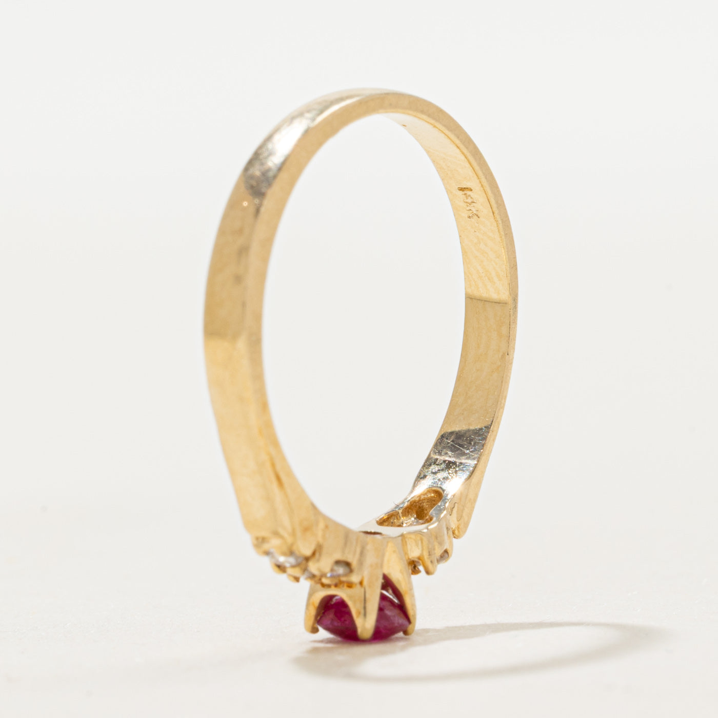 Ruby & Diamond Accented Petite Ring | 0.30ct, 0.12ctw | SZ 7.25