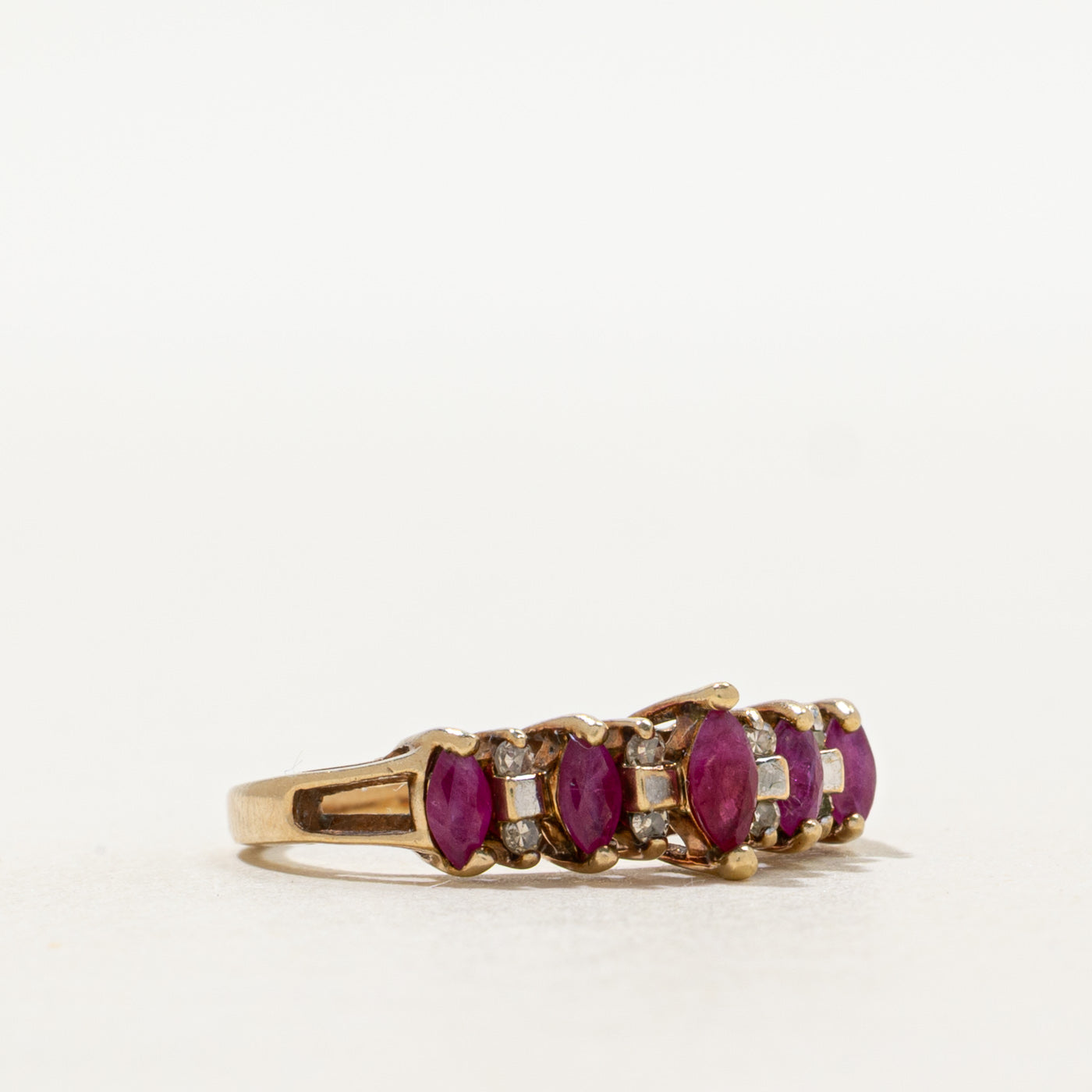 Five Stone Ruby & Diamond Ring | 0.40ctw, 0.08ctw | SZ 5