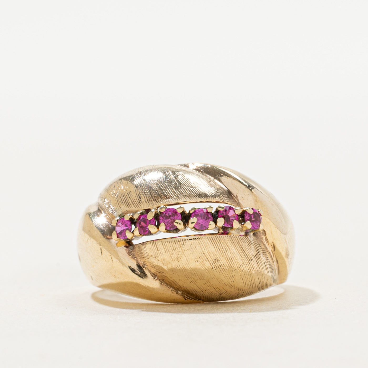 Synthetic Ruby Textured Dome Ring | 0.22ctw | SZ 6.25
