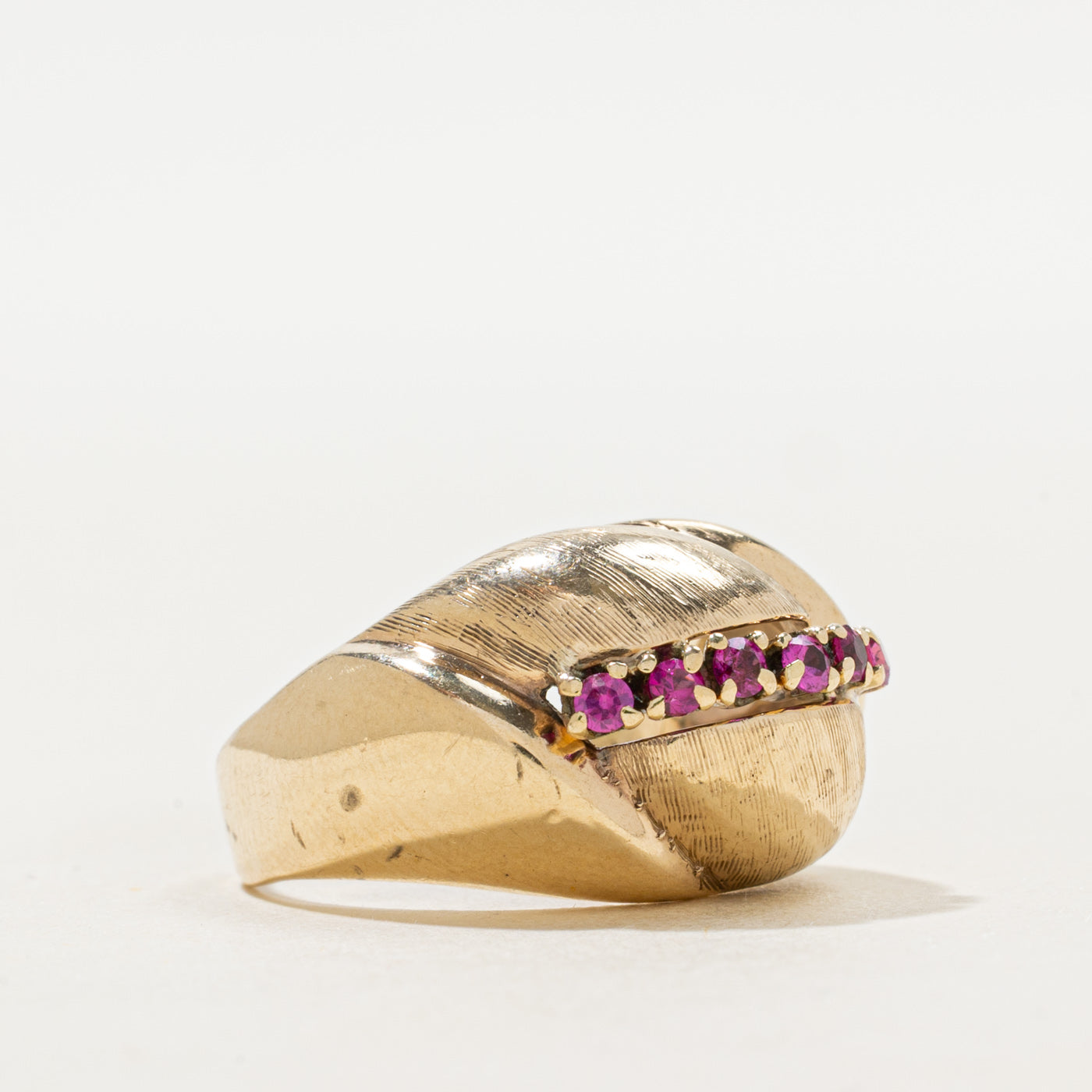 Synthetic Ruby Textured Dome Ring | 0.22ctw | SZ 6.25