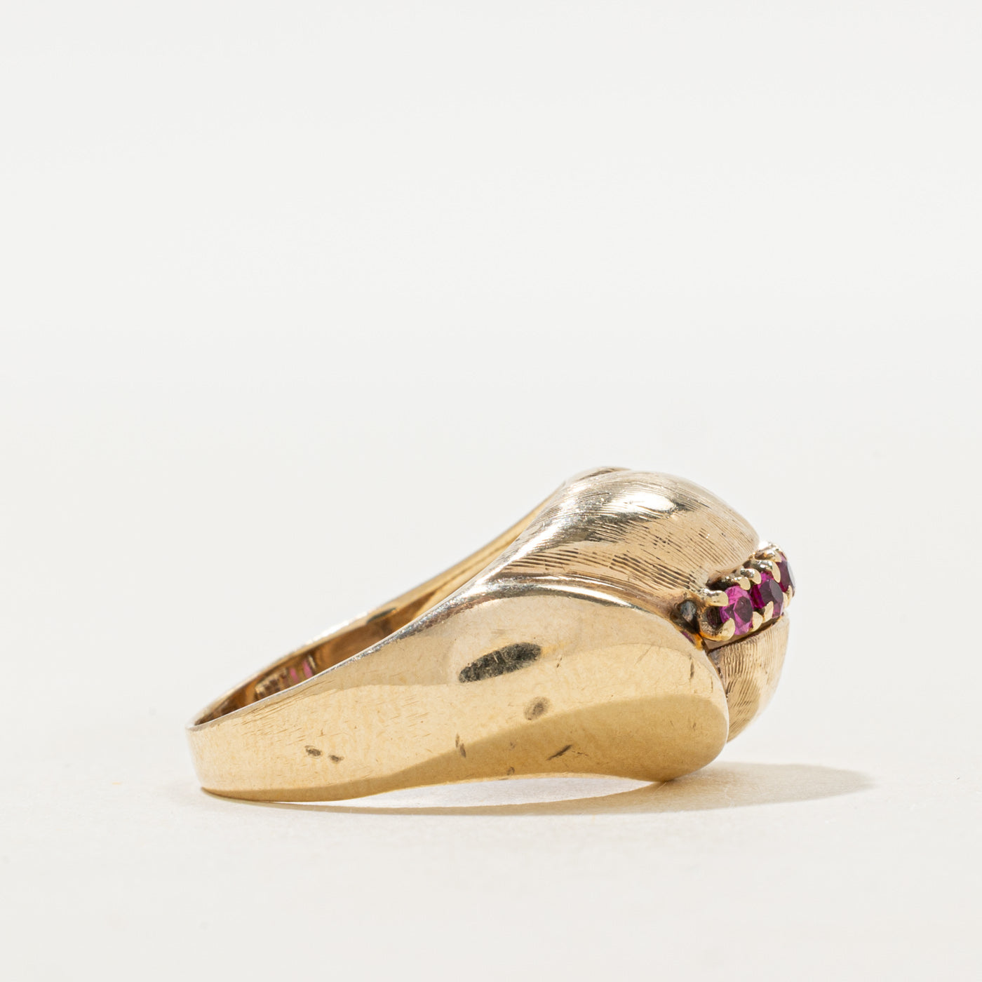 Synthetic Ruby Textured Dome Ring | 0.22ctw | SZ 6.25