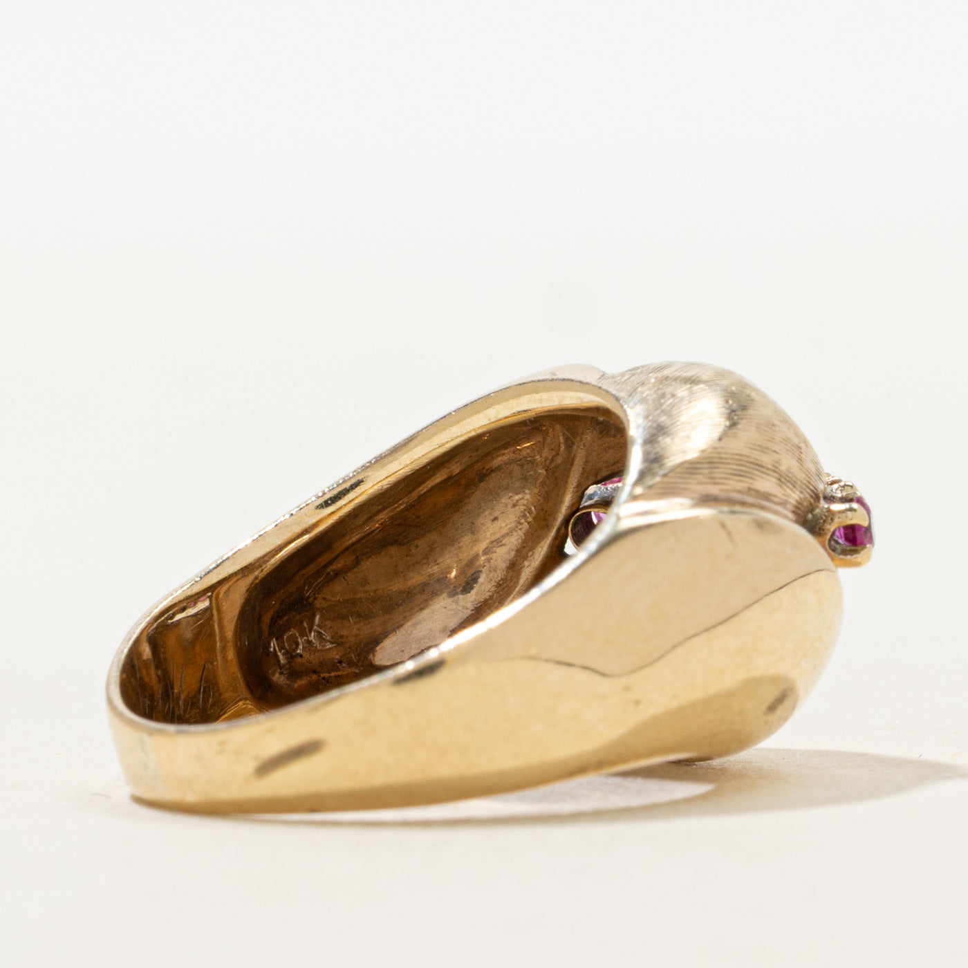 Synthetic Ruby Textured Dome Ring | 0.22ctw | SZ 6.25