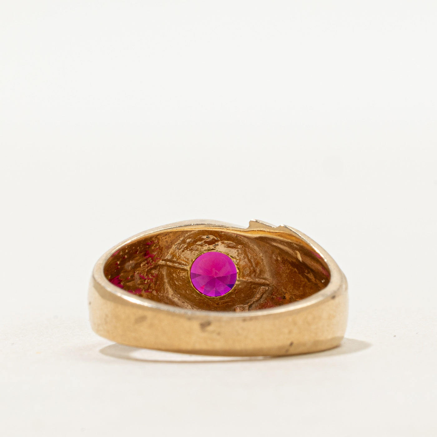 Synthetic Ruby Grooved Ring | 0.70ct | SZ 7.5
