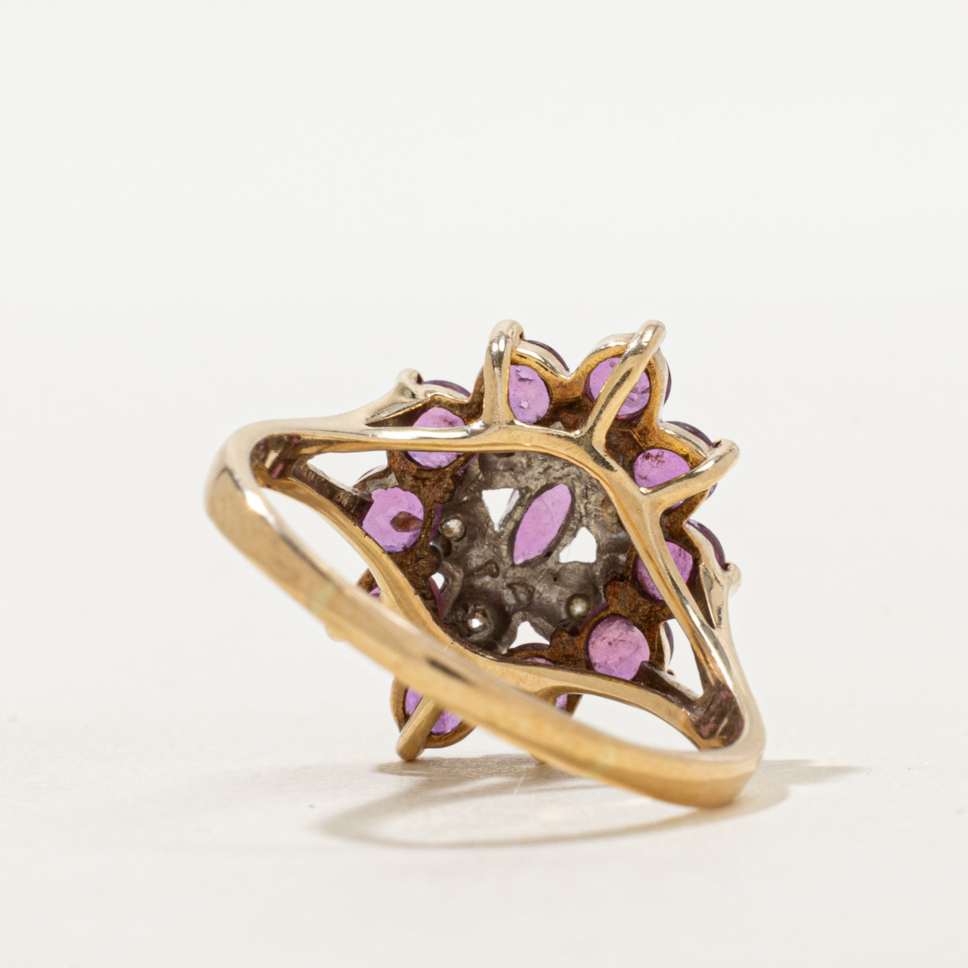 Basket Set Ruby & Diamond Cocktail Ring | 1.60ctw, 0.06ctw | SZ 9.75