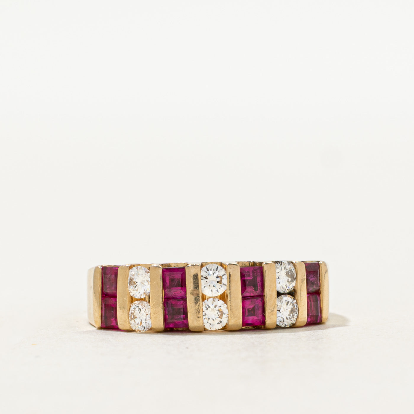 Multi Row Ruby & Diamond Ring | 0.90ctw, 0.30ctw | SZ 7