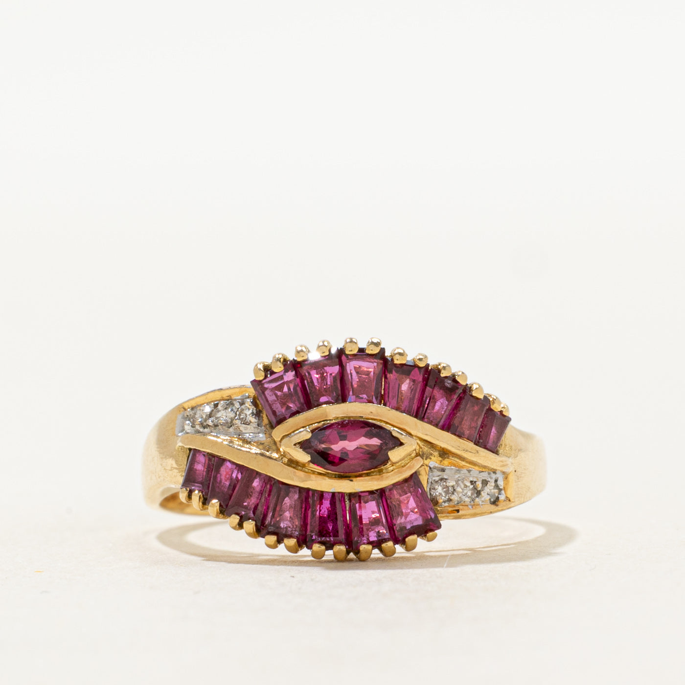 18k Marquise Cut Ruby & Diamond Ring | 1.25ctw, 0.03ctw | SZ 8