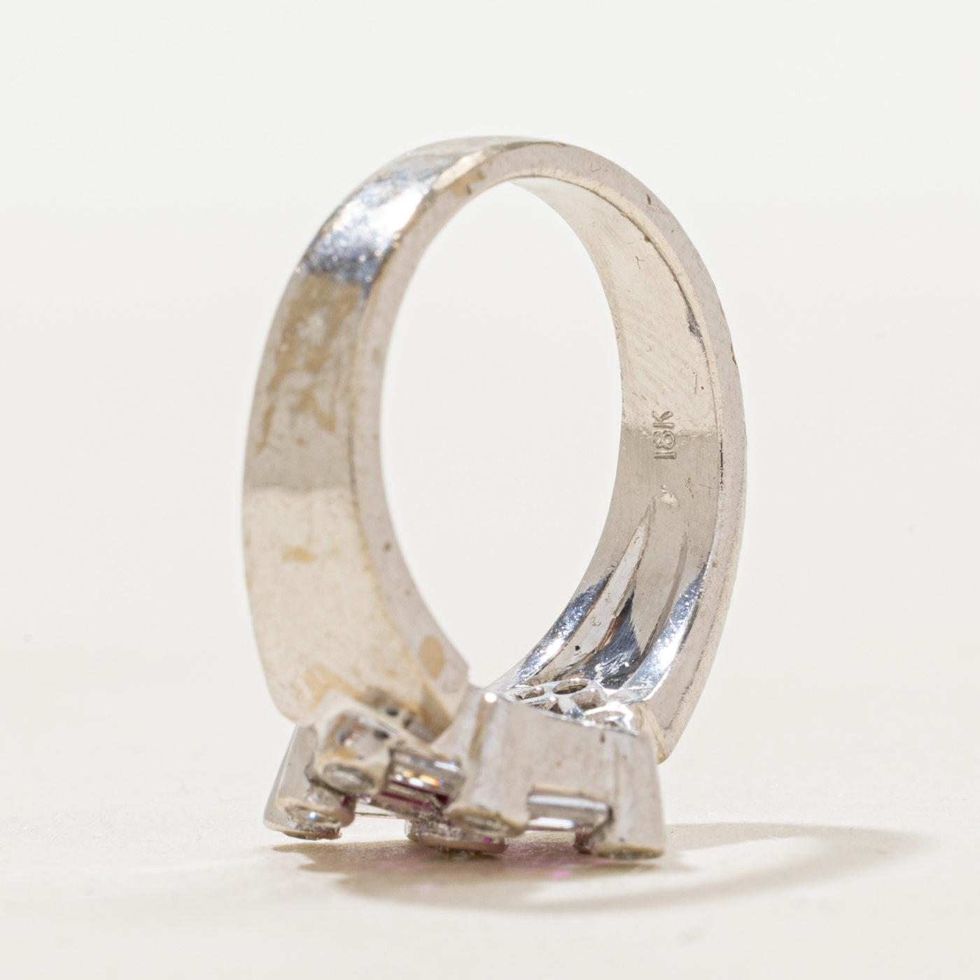 18k Bezel Set Ruby & Diamond Grid Ring | 0.46ctw, 0.60ctw | SZ 5.5