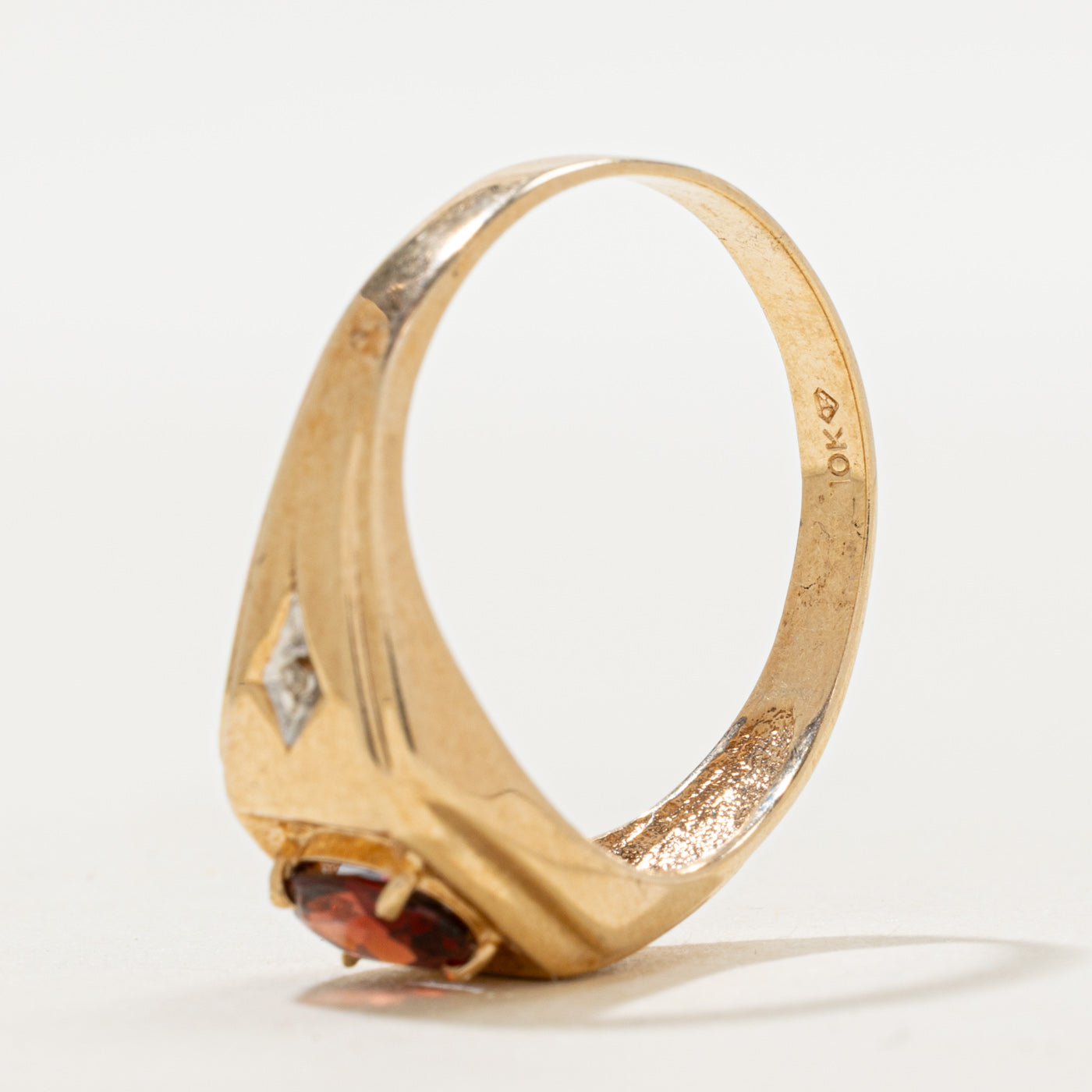 Basket Set Garnet & Diamond Ring | 0.90ct, 0.01ct | SZ 12