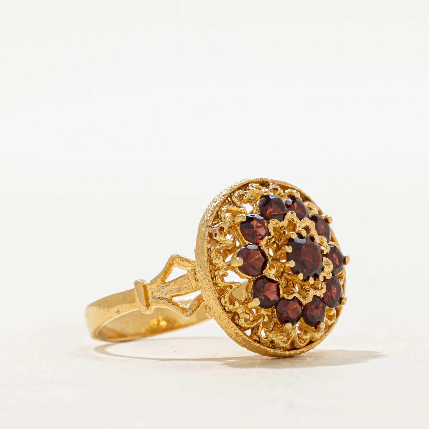 Garnet Scrollwork & Openwork Cocktail Ring | 1.80ctw | SZ 7.25
