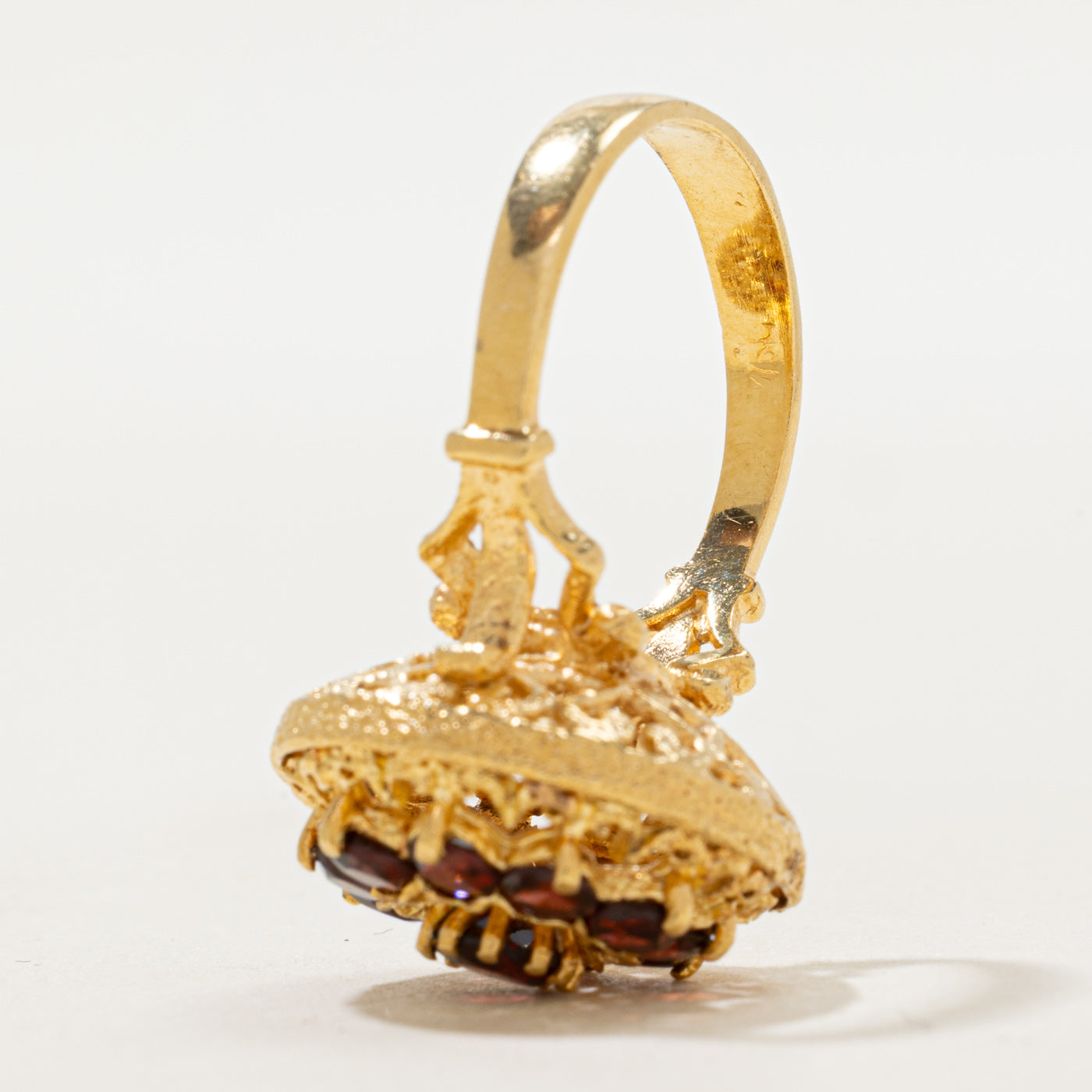 Garnet Scrollwork & Openwork Cocktail Ring | 1.80ctw | SZ 7.25