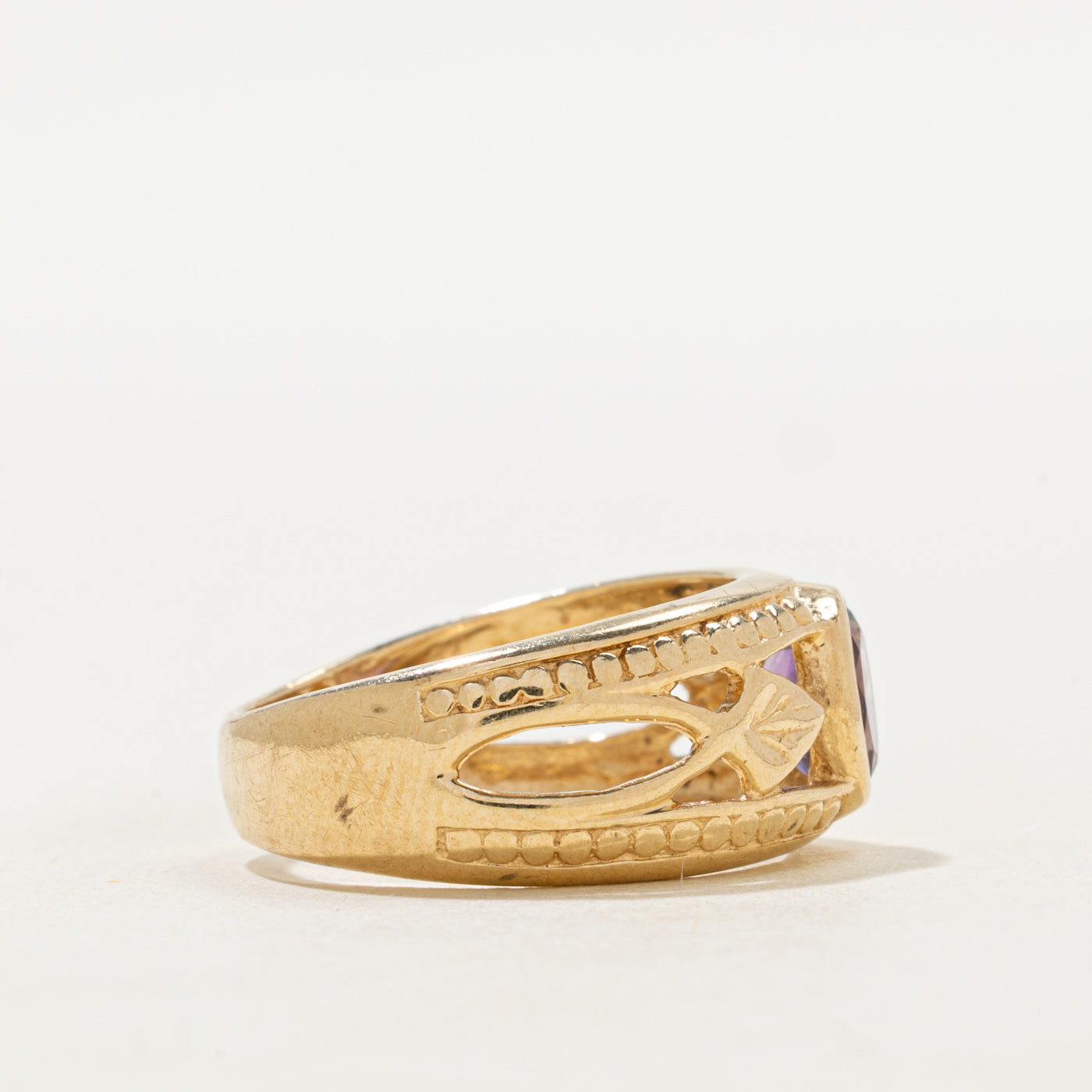 Bezel Set Amethyst Openwork Ring | 0.85ct | SZ 7