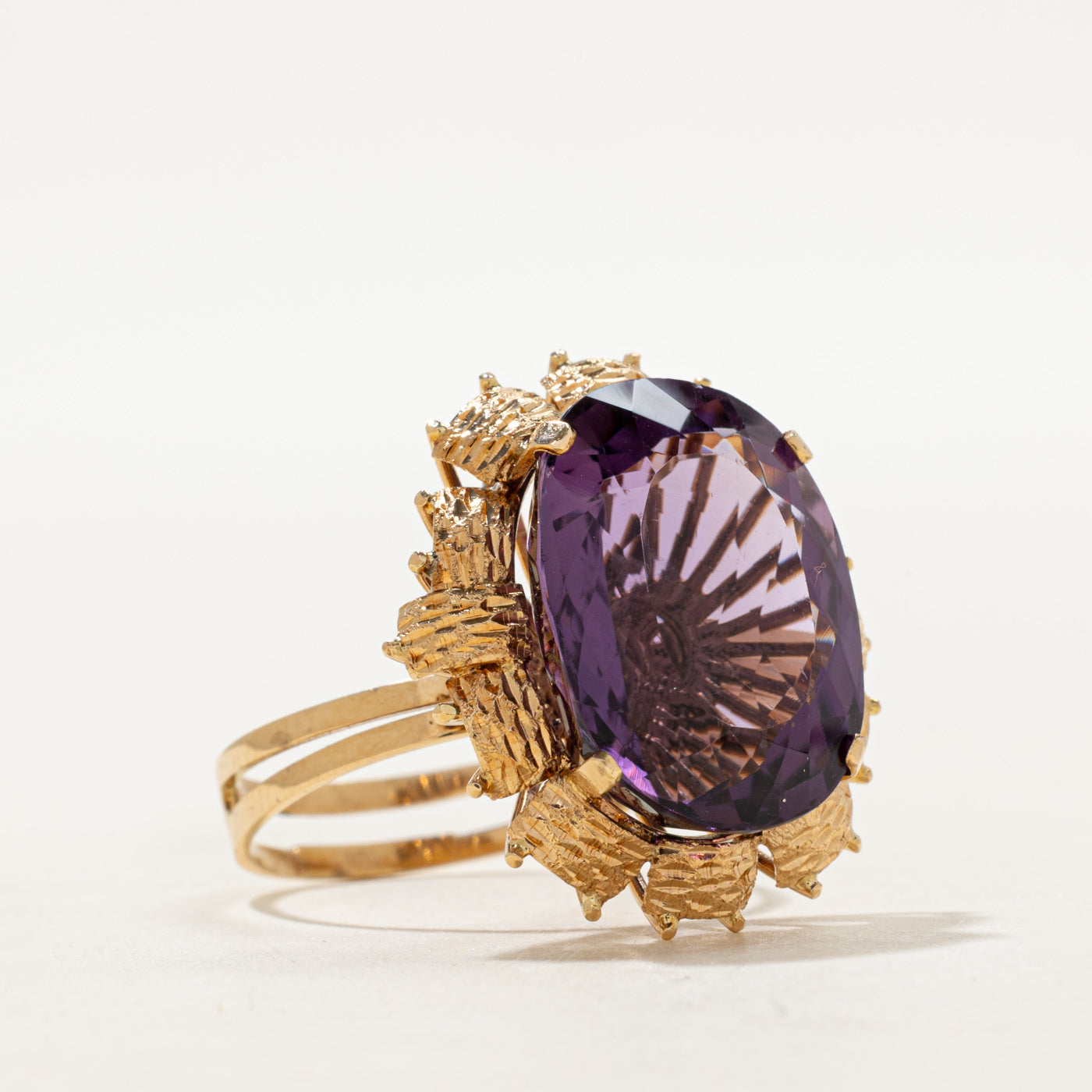 Amethyst Textured Cocktail Ring | 15.00ct | SZ 9.75