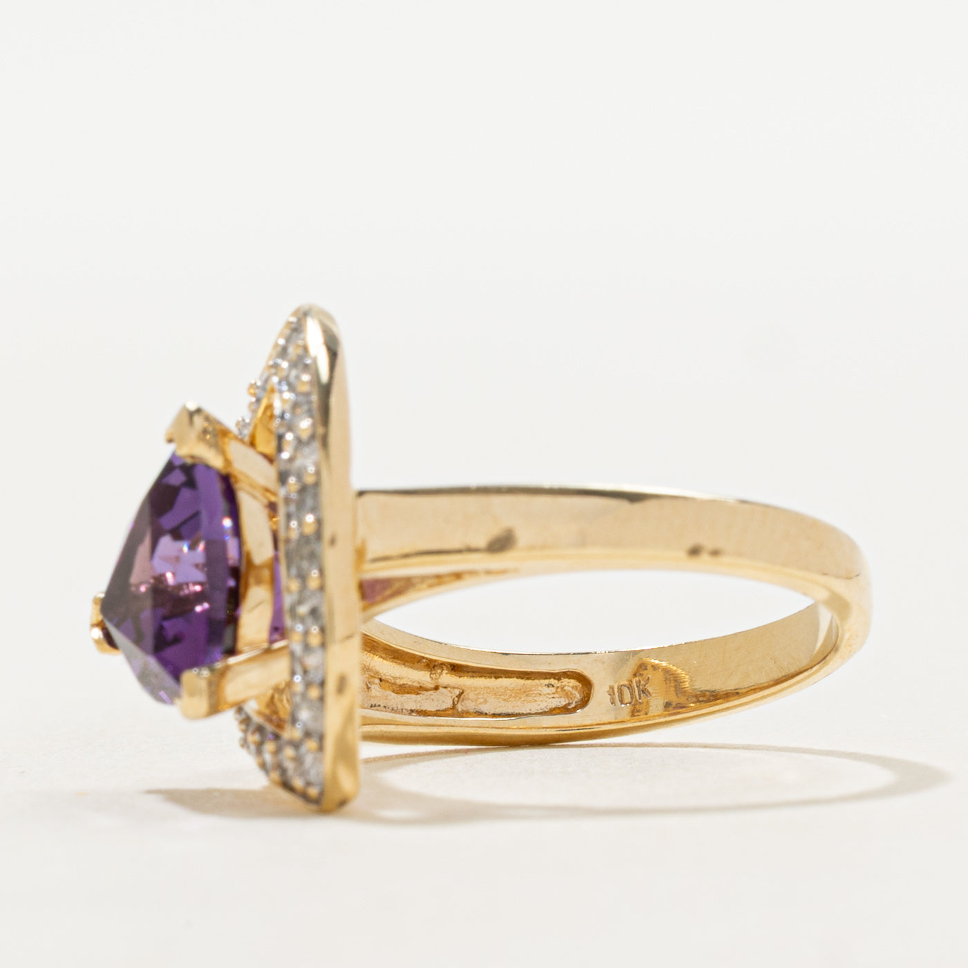 Trillion Cut Amethyst & Diamond Openwork Geometric Cocktail Ring | 2.00ct, 0.42ctw | SZ 7