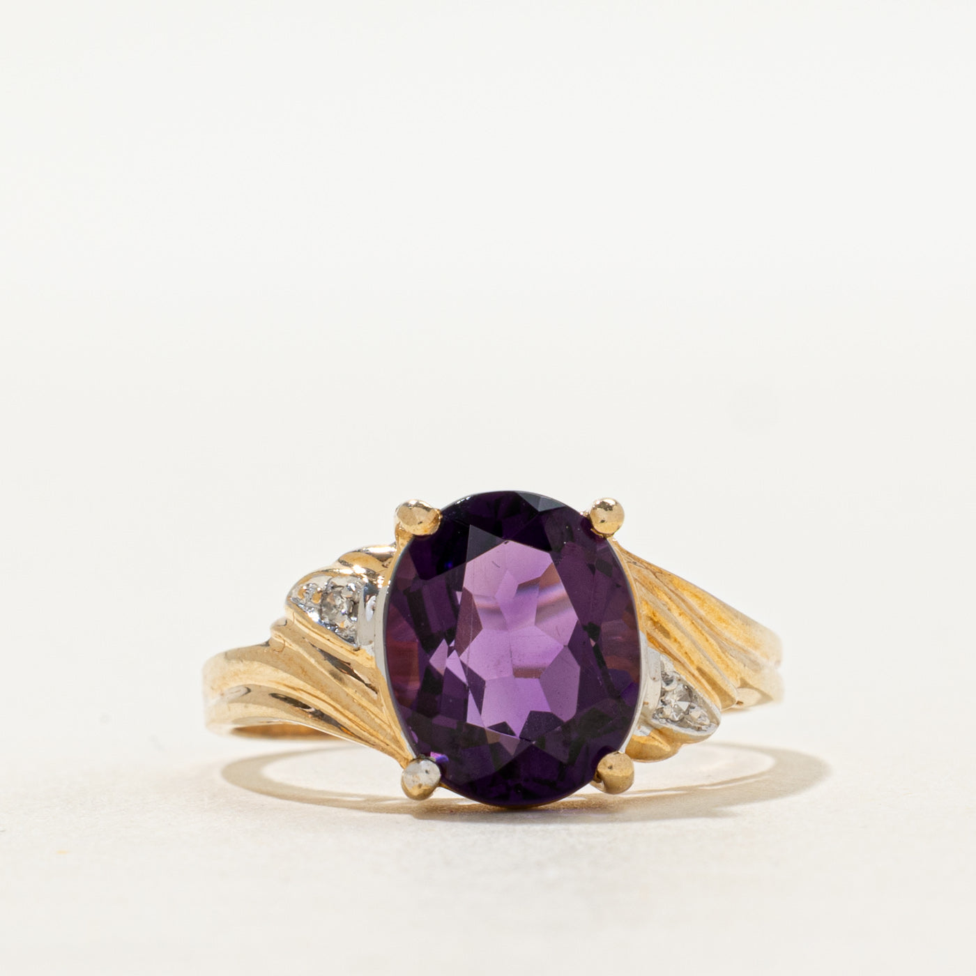 Basket Set Amethyst & Diamond Cocktail Ring | 4.50ct, 0.02ctw | SZ 8.75