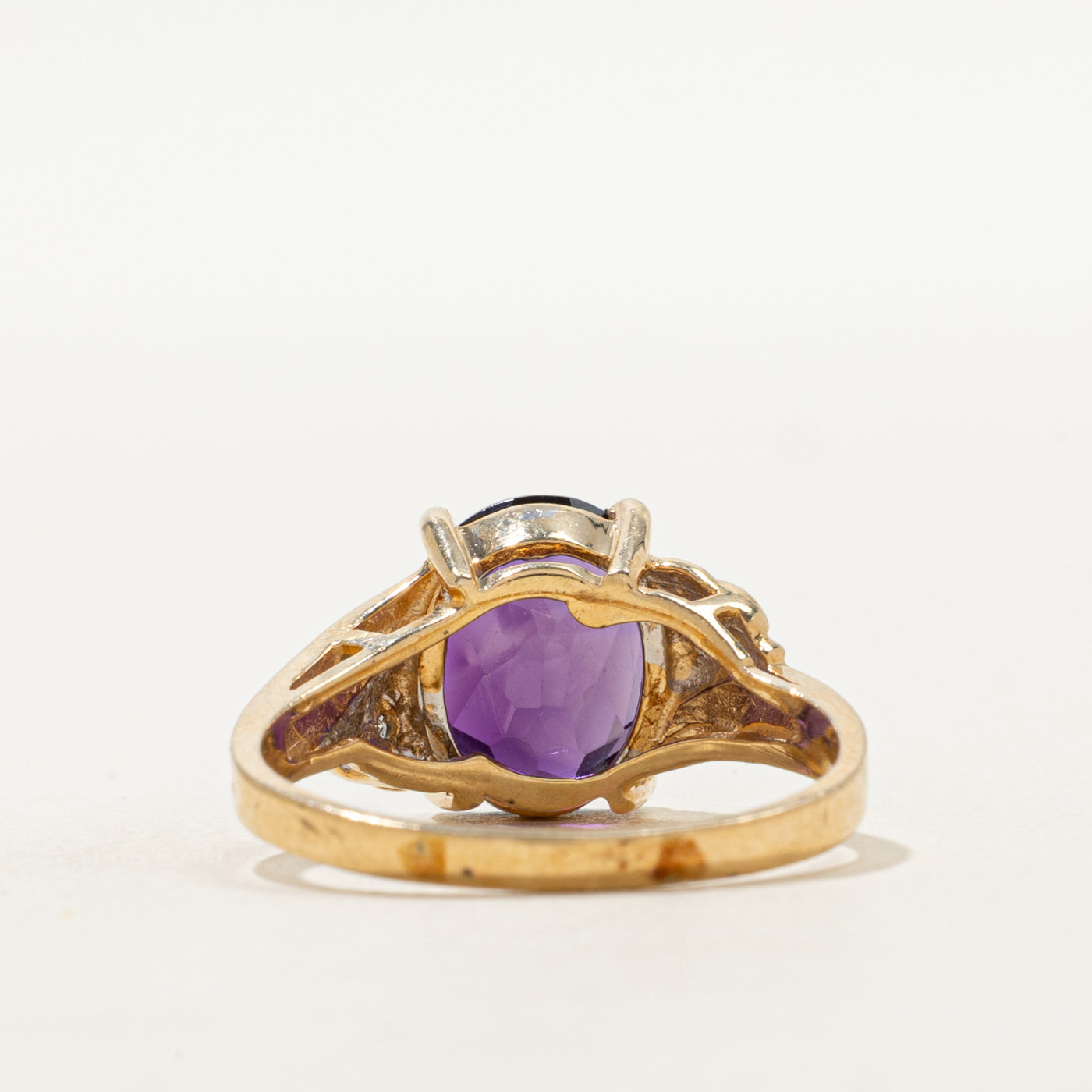 Basket Set Amethyst & Diamond Cocktail Ring | 4.50ct, 0.02ctw | SZ 8.75