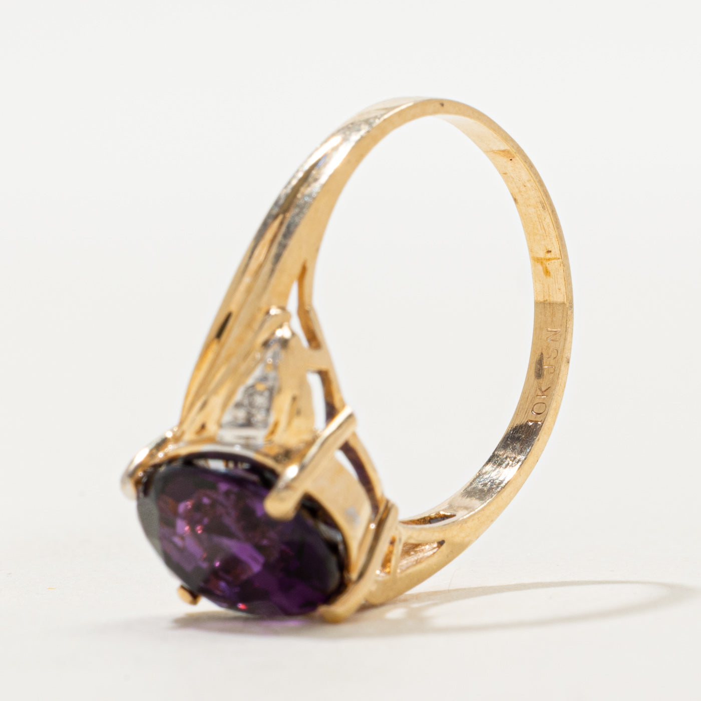 Basket Set Amethyst & Diamond Cocktail Ring | 4.50ct, 0.02ctw | SZ 8.75