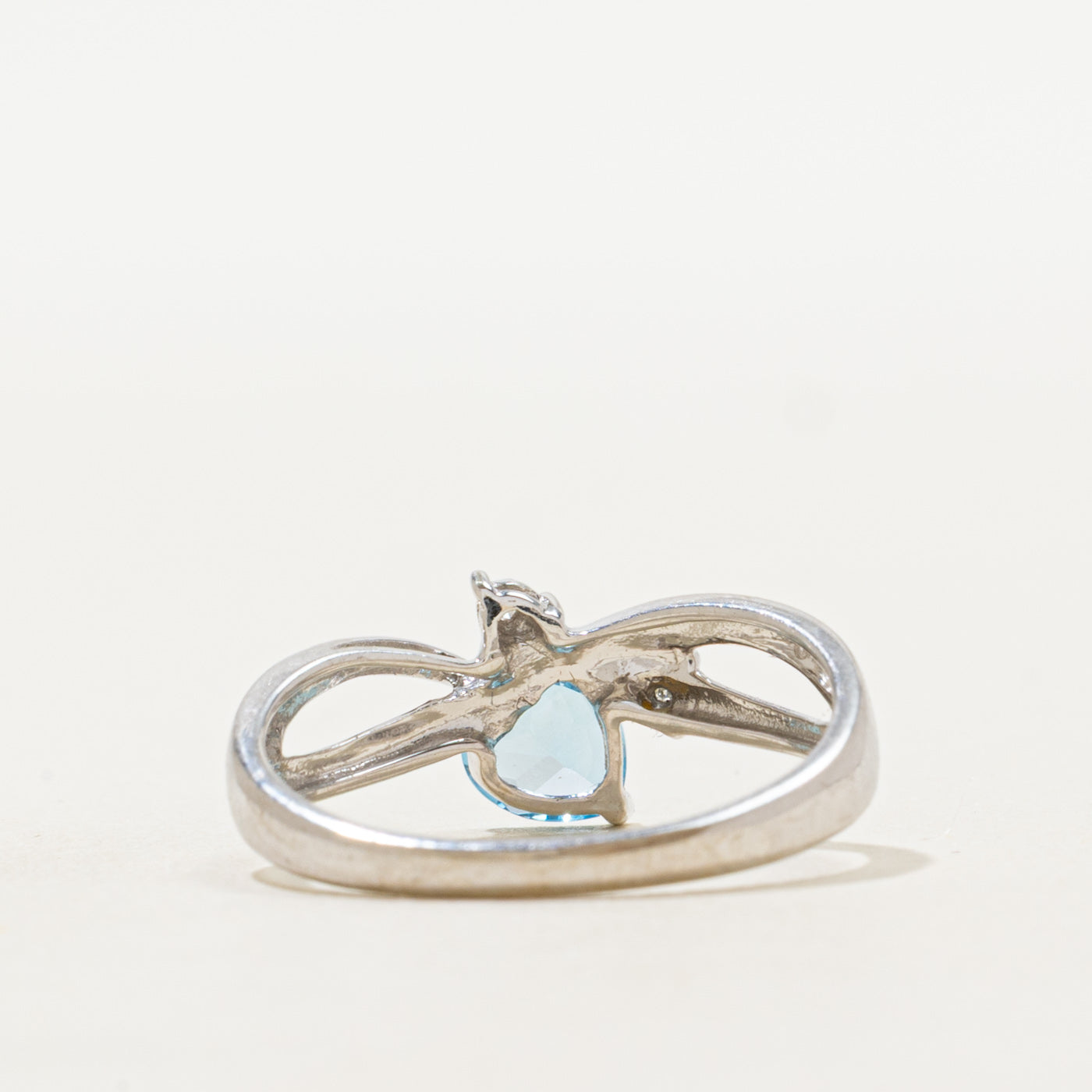 Blue Topaz & Diamond Heart Ring | 0.50ct, 0.01ctw | SZ 6.5