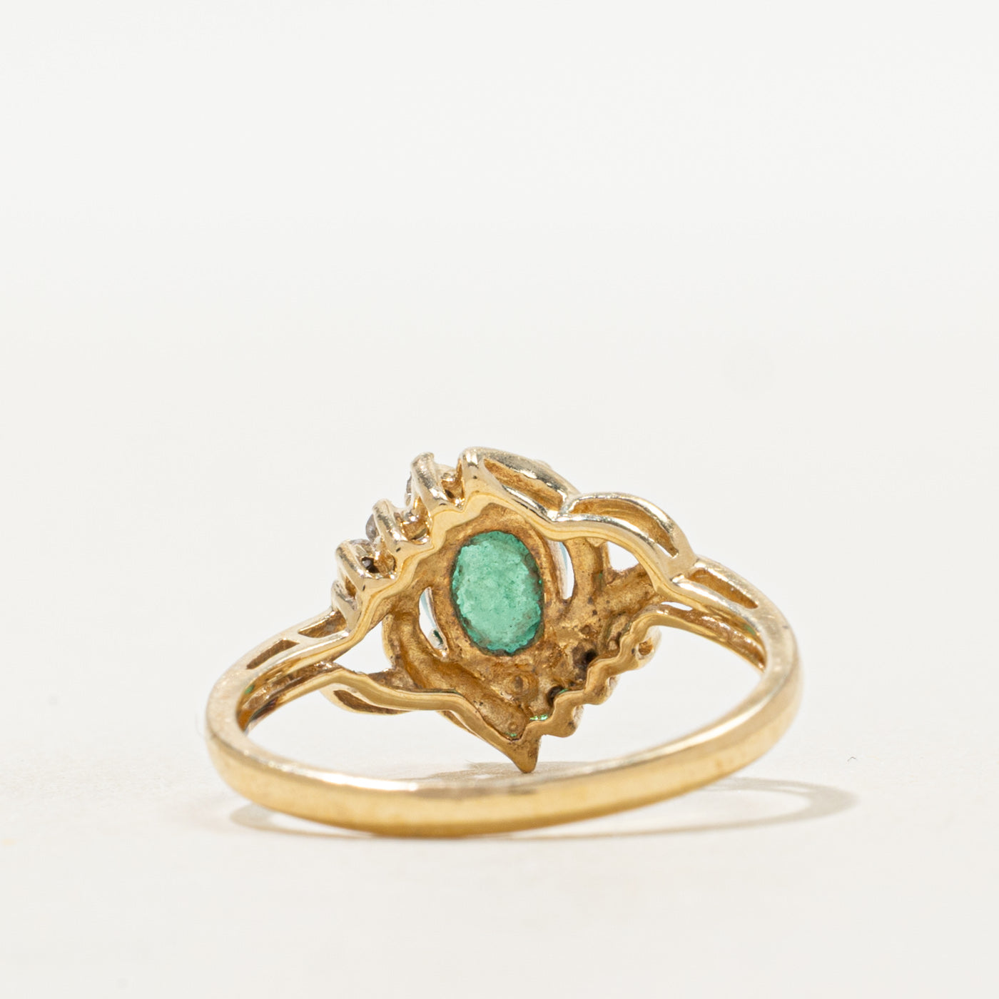 Basket Set Emerald & Diamond Ring | 0.66ct, 0.06ctw | SZ 6.5