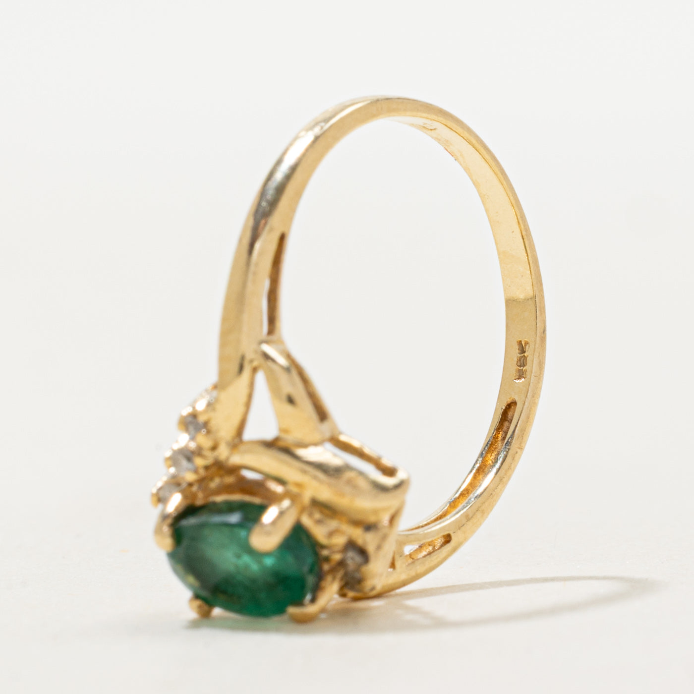 Basket Set Emerald & Diamond Ring | 0.66ct, 0.06ctw | SZ 6.5