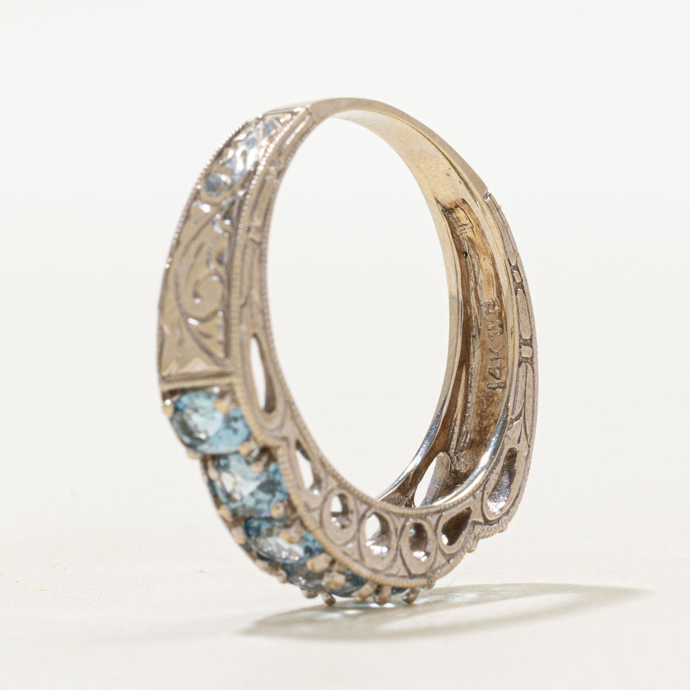 Aquamarine Scrollwork Ring | 0.90ctw | SZ 7.75