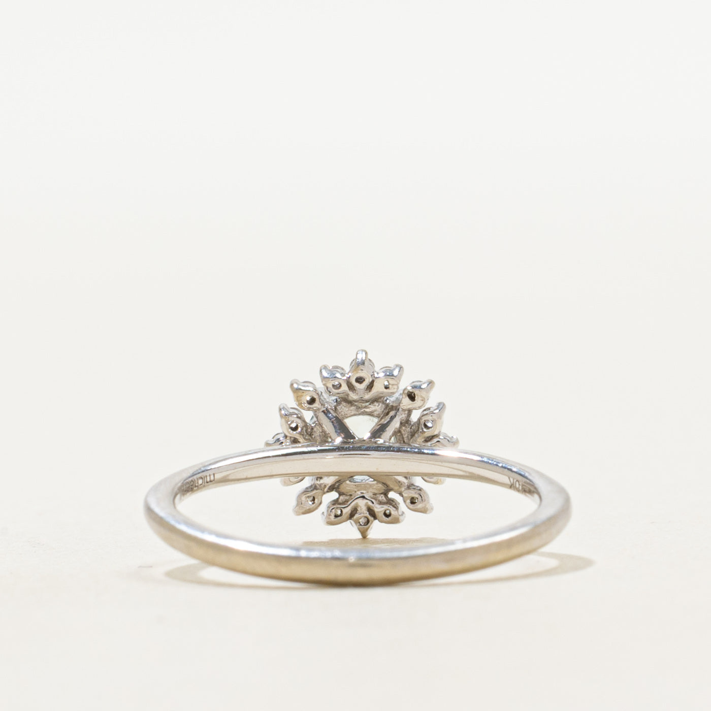 White Gold Aquamarine & Diamond Snowflake Ring | 0.38ct, 0.08ctw | SZ 4.75