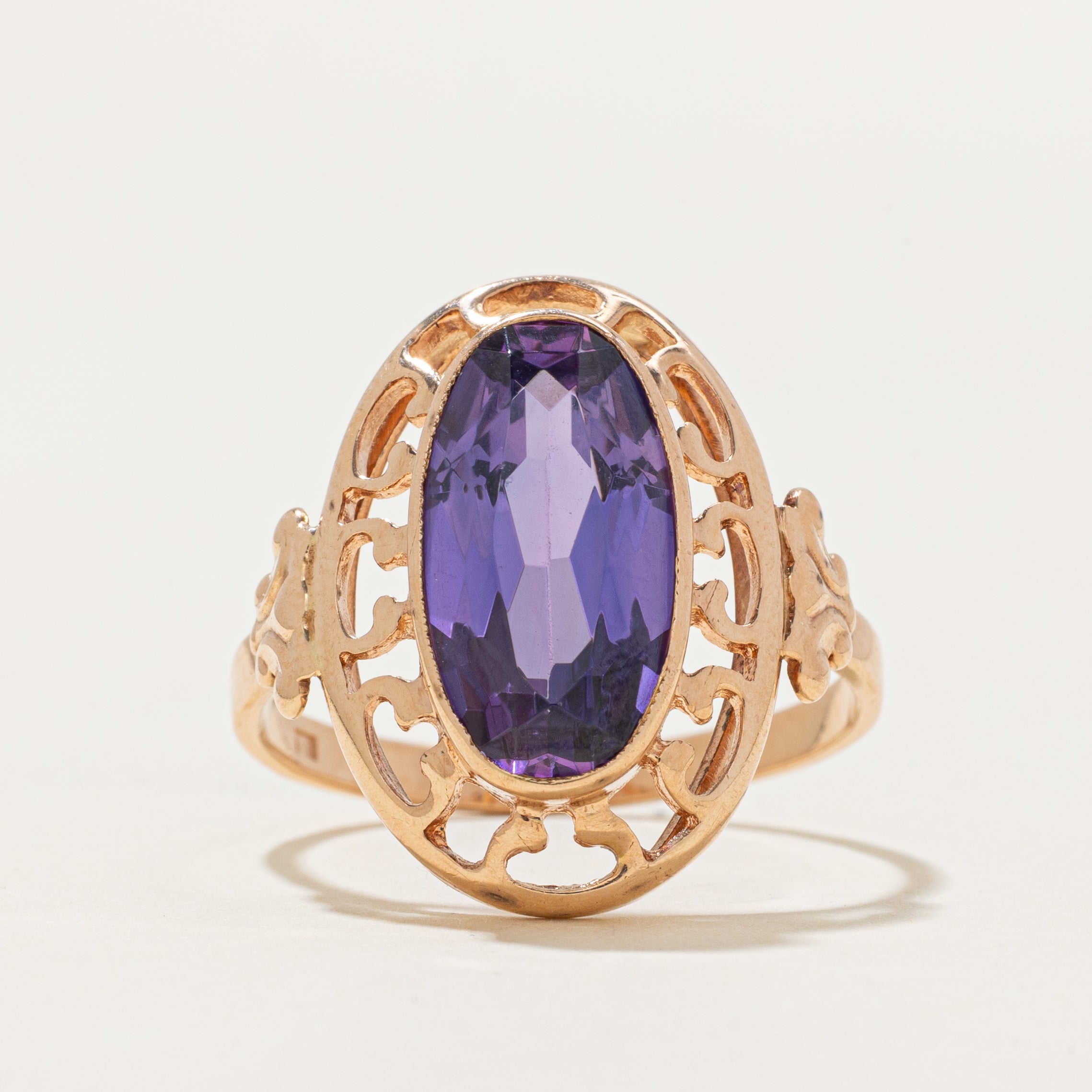 1974 Soviet Hallmarked Synthetic Sapphire Textured Cocktail Ring | SZ 8.5