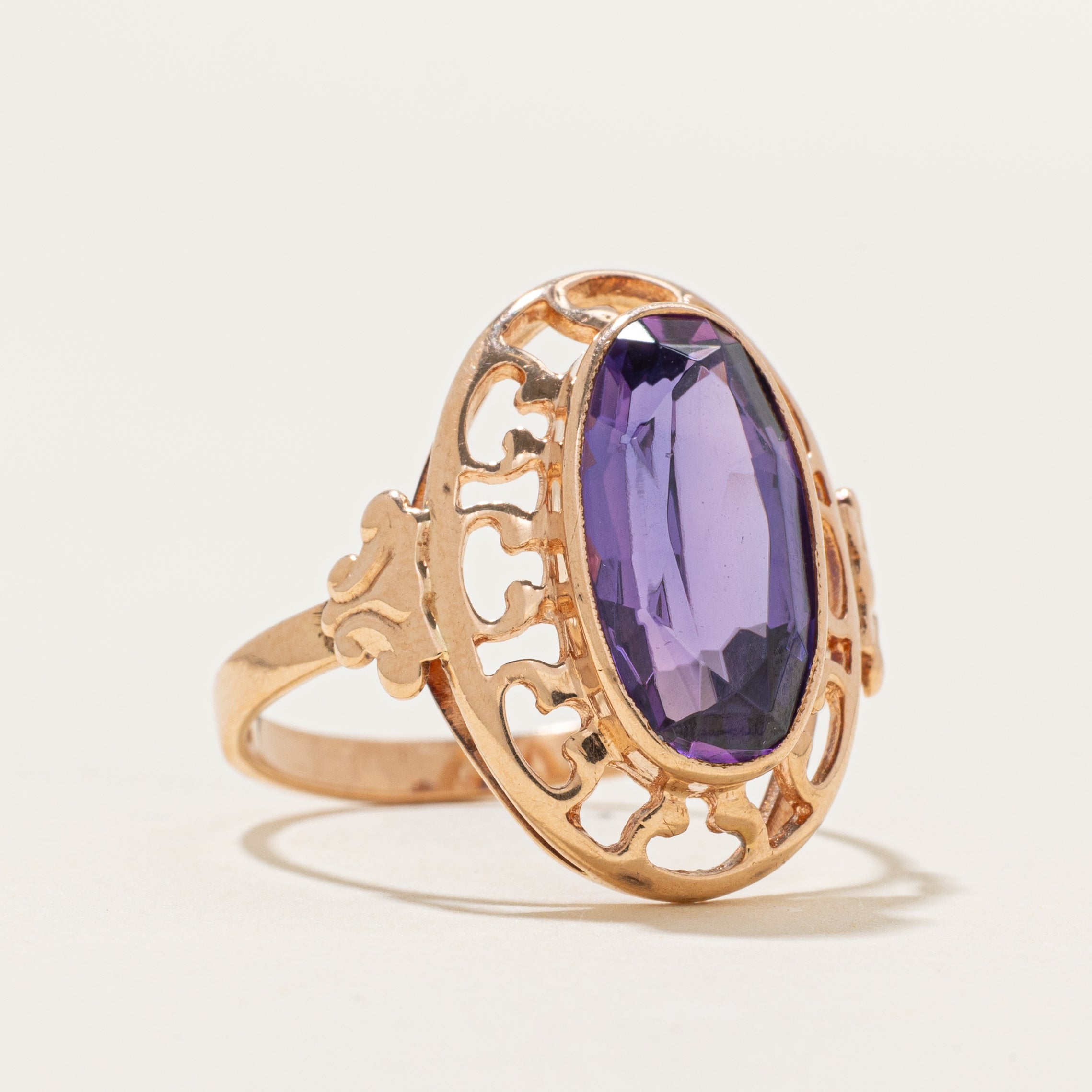 1974 Soviet Hallmarked Synthetic Sapphire Textured Cocktail Ring | SZ 8.5