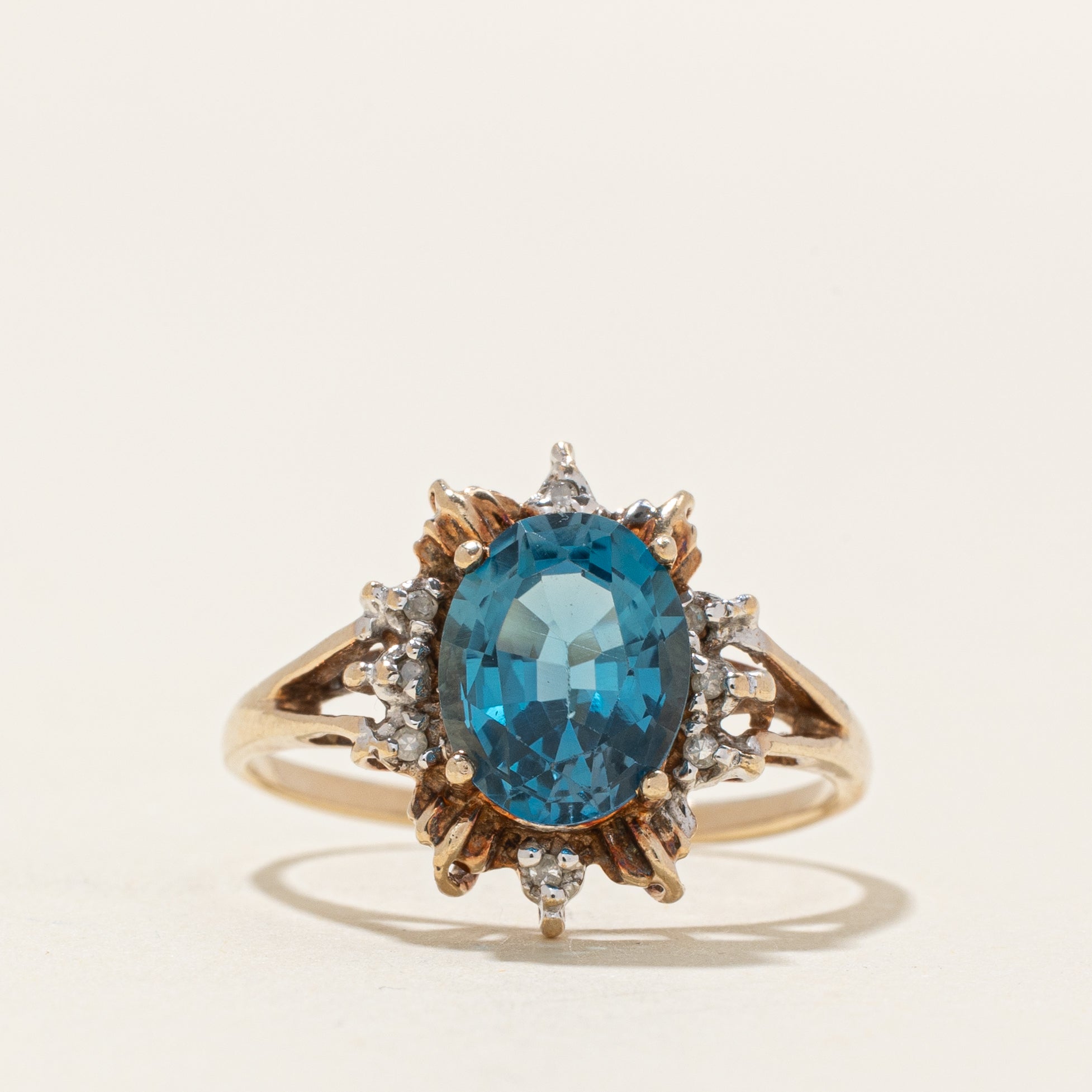 London Blue Topaz & Diamond Accented Ring | 2.40ct, 0.04ctw | SZ 6.5