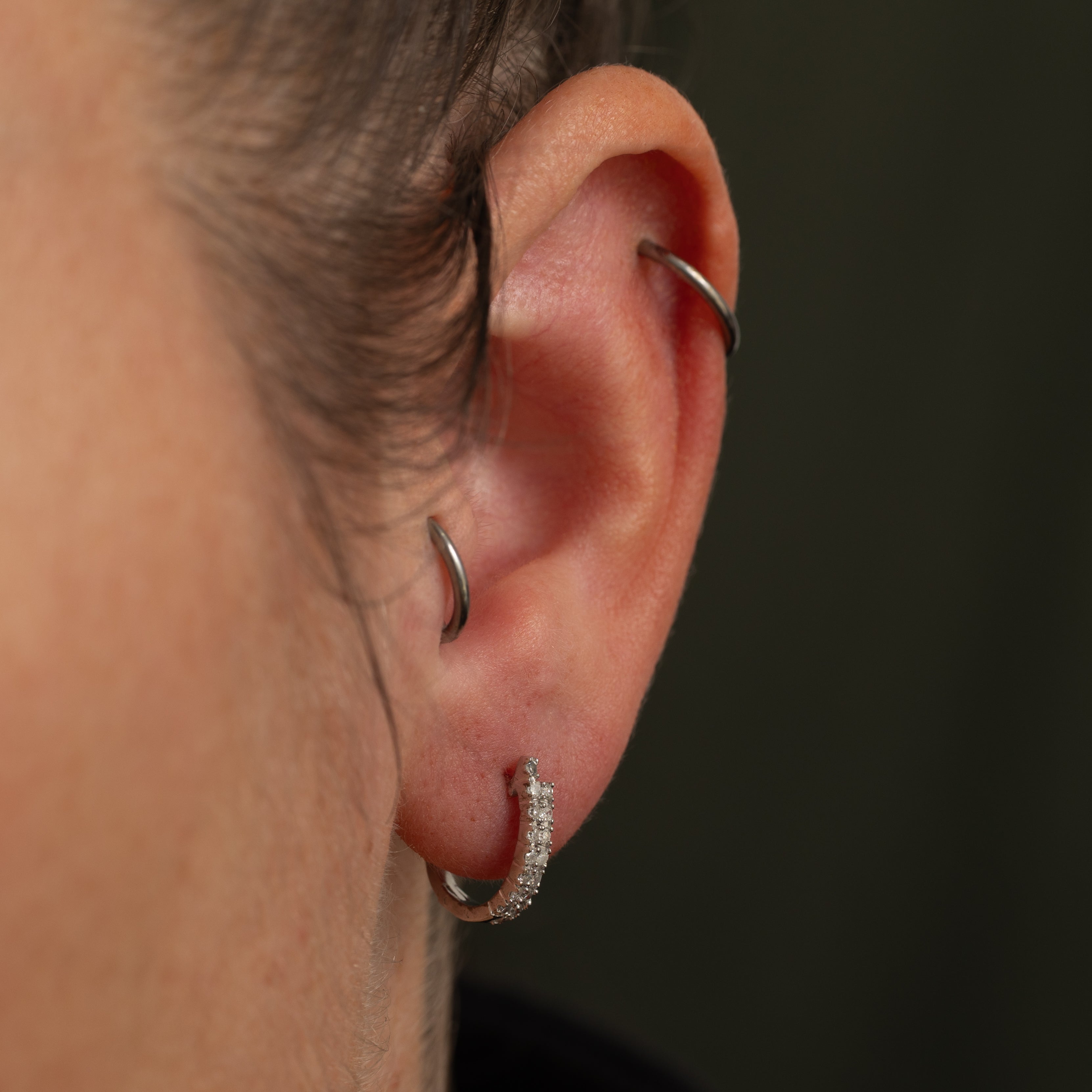 Double Row Diamond Hoop Earrings