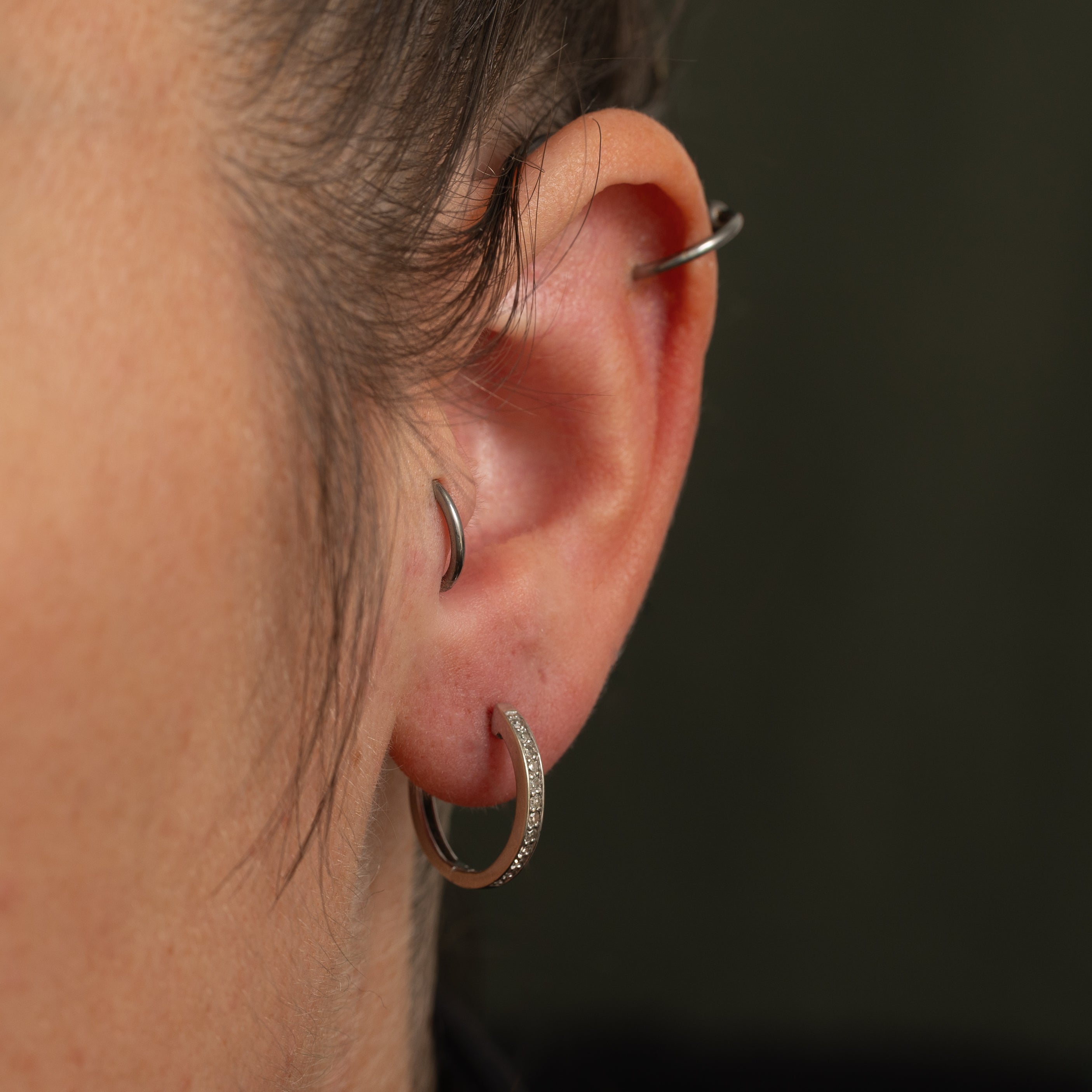 Pave Set Diamond Hoop Earrings