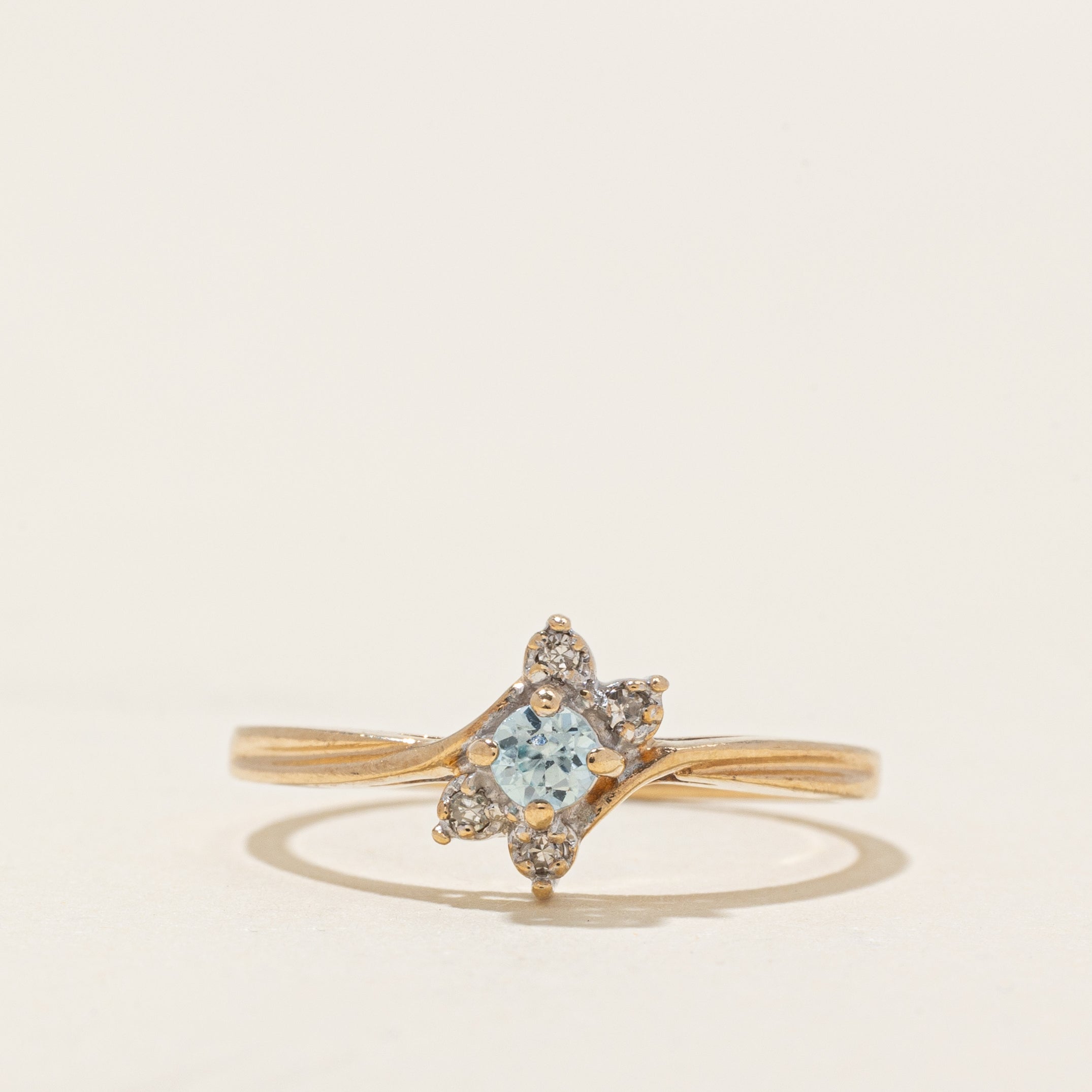 Blue Zircon & Diamond Accented Bypass Ring | 0.10ct, 0.02ct | SZ 6.25
