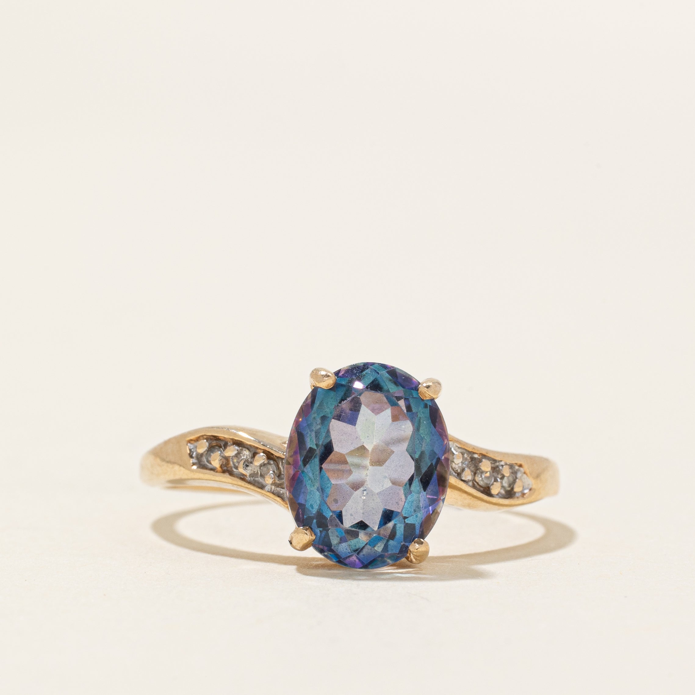 Mystic Topaz & Diamond Bypass Ring | 3.40ct, 0.03ctw | SZ 8.75