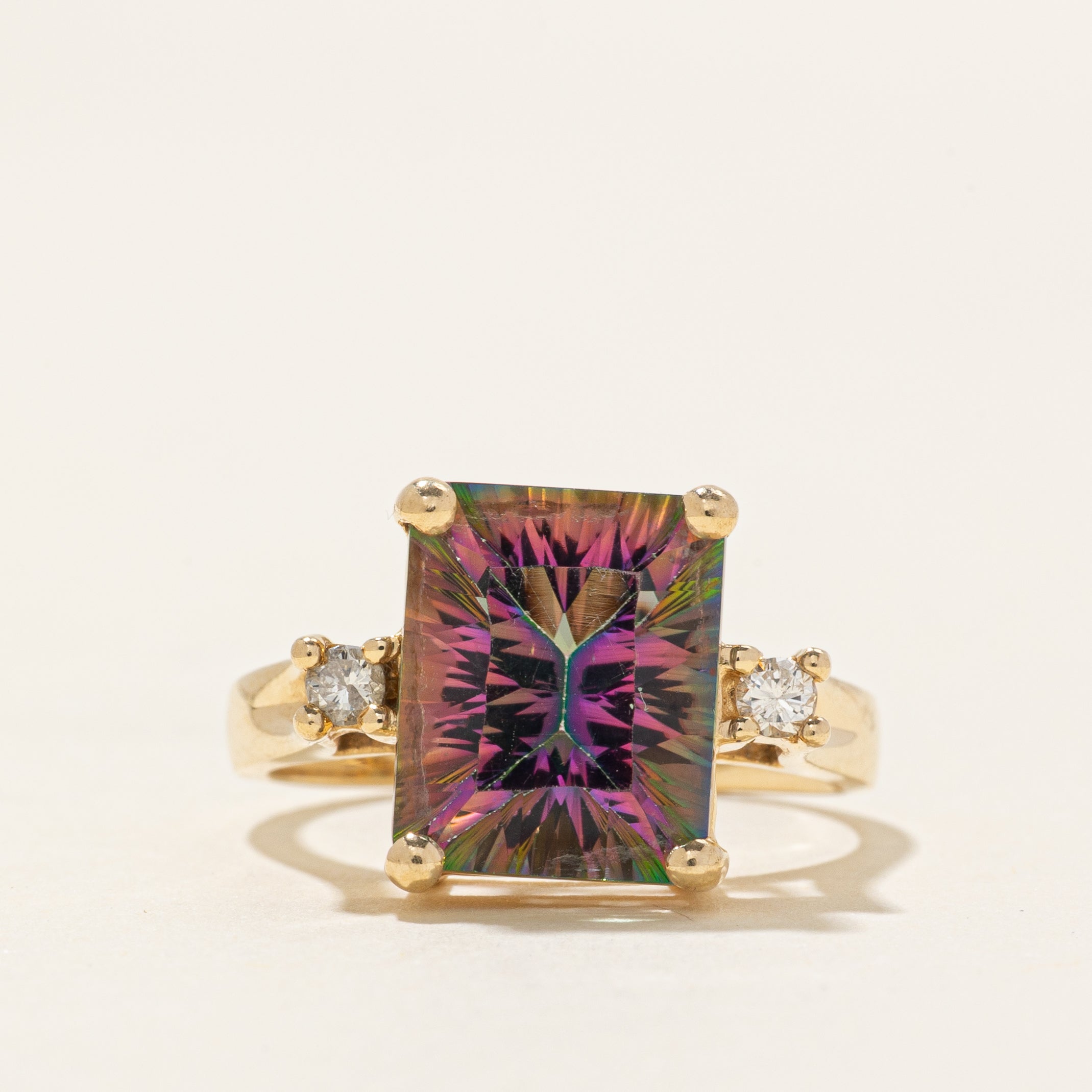 Mystic Topaz & Diamond Cocktail Ring | 6.00ct, 0.04ctw | SZ 6.5