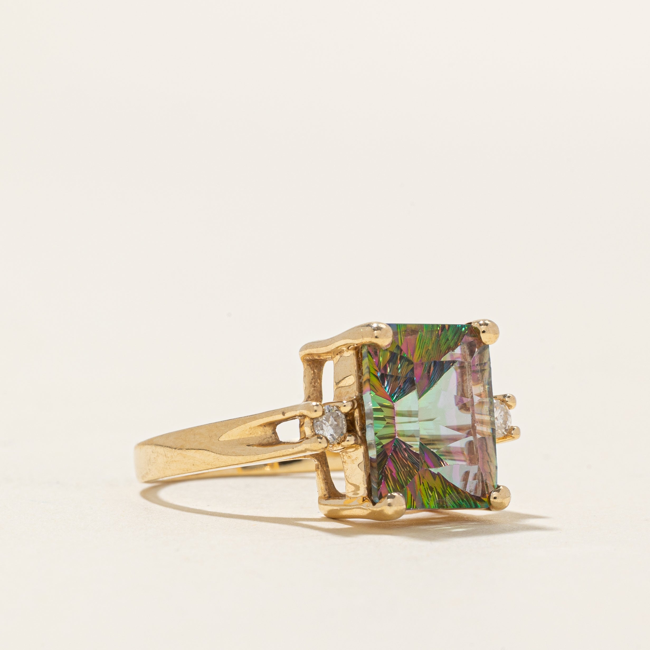 Mystic Topaz & Diamond Cocktail Ring | 6.00ct, 0.04ctw | SZ 6.5