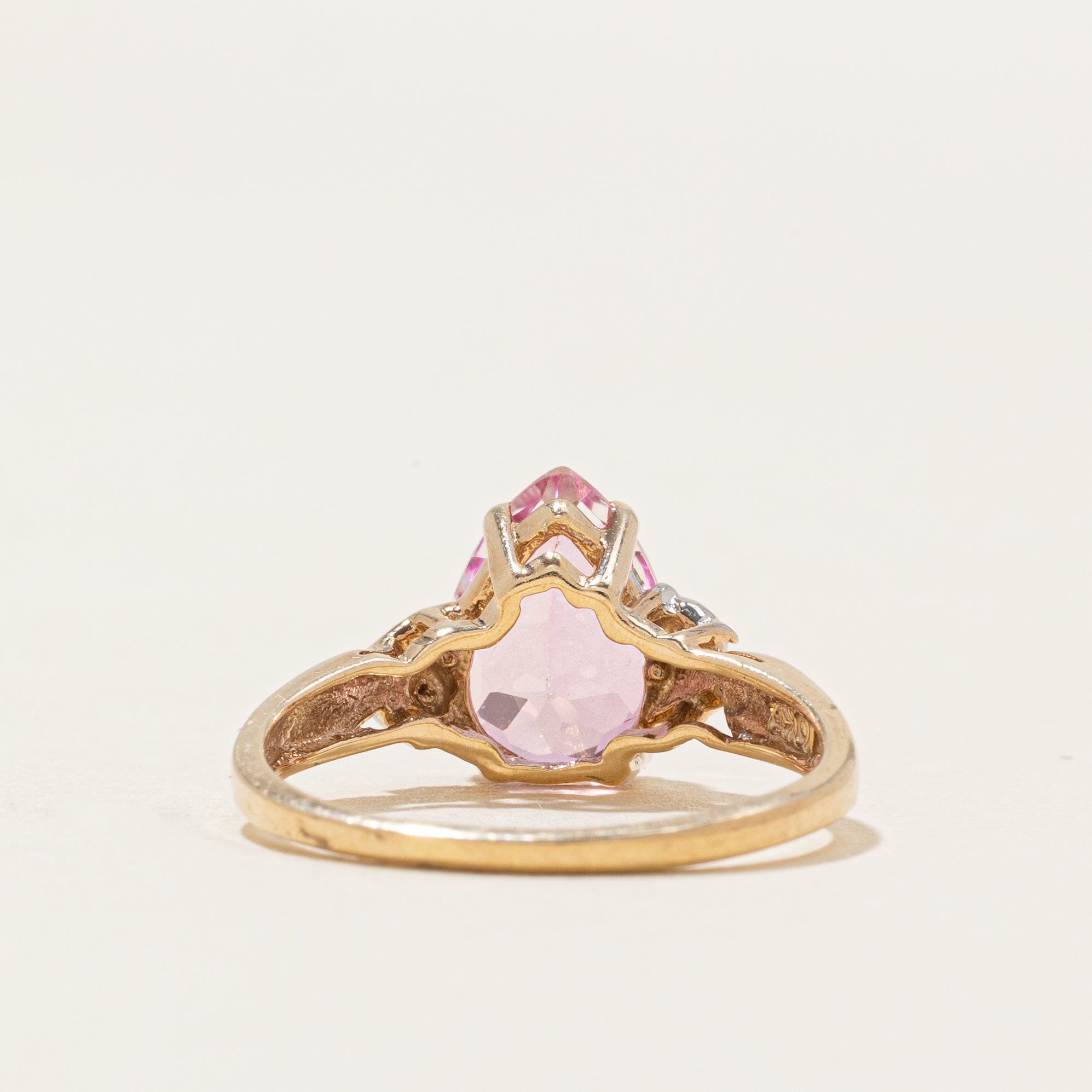 Pear Cut Pink Topaz & Diamond Ring | 2.50ct, 0.01ctw | SZ 6