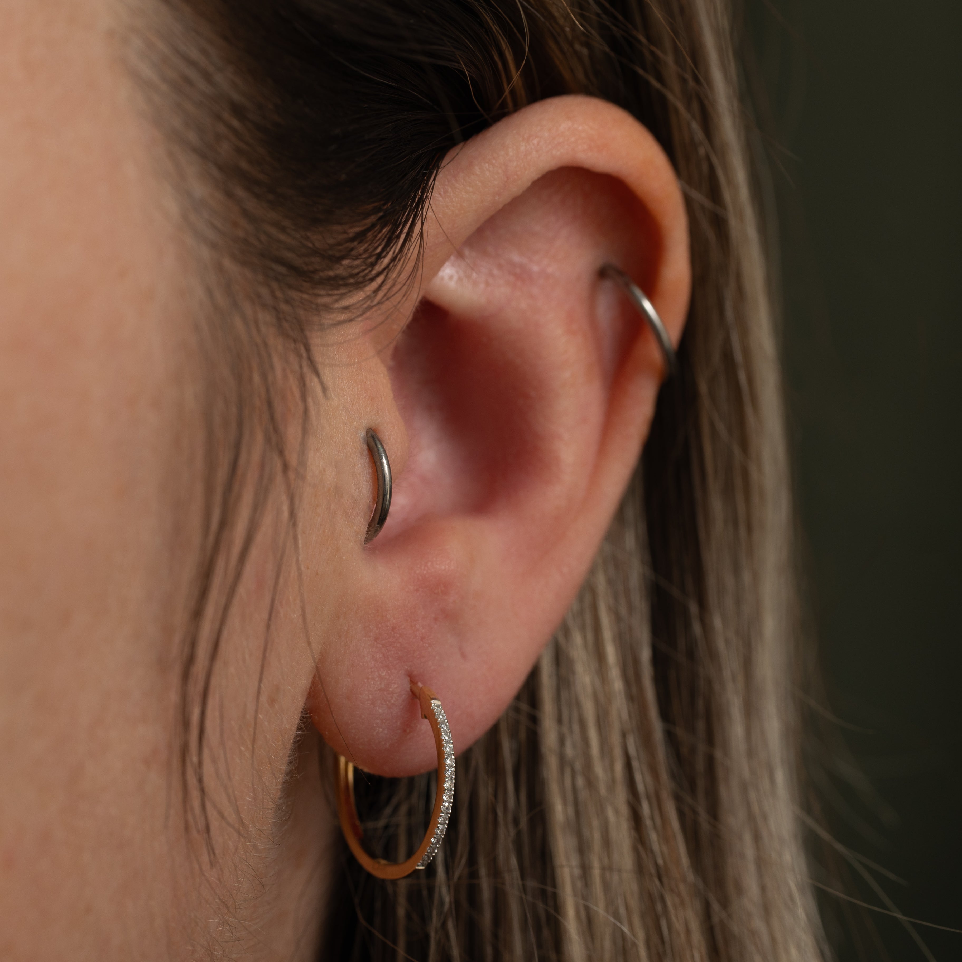 Pave Set Diamond Hoop Earrings